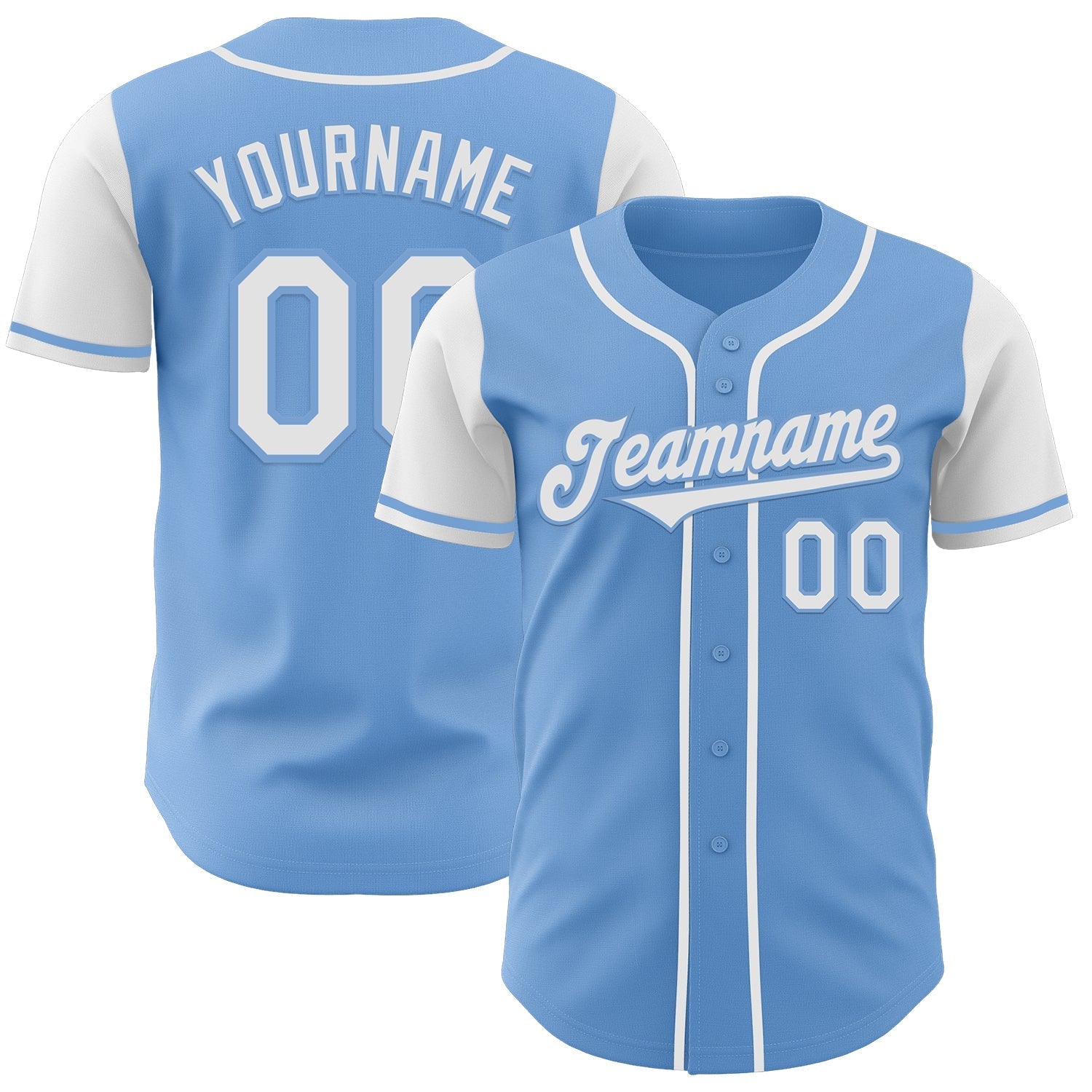 Custom Light Blue White Authentic Two Tone Baseball Jersey baseball jersey product view 1