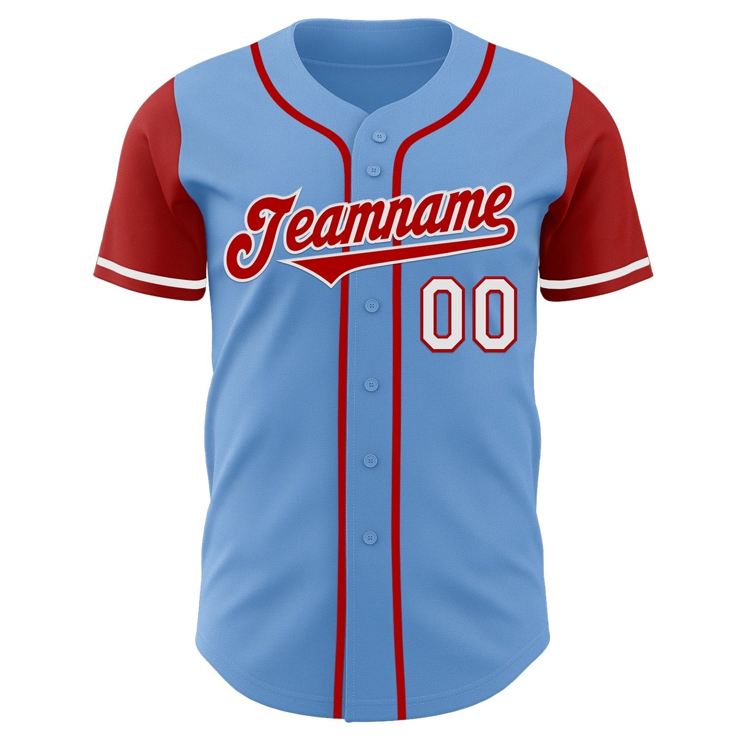 Custom Light Blue Red-White Authentic Two Tone Baseball Jersey baseball jersey product view 2