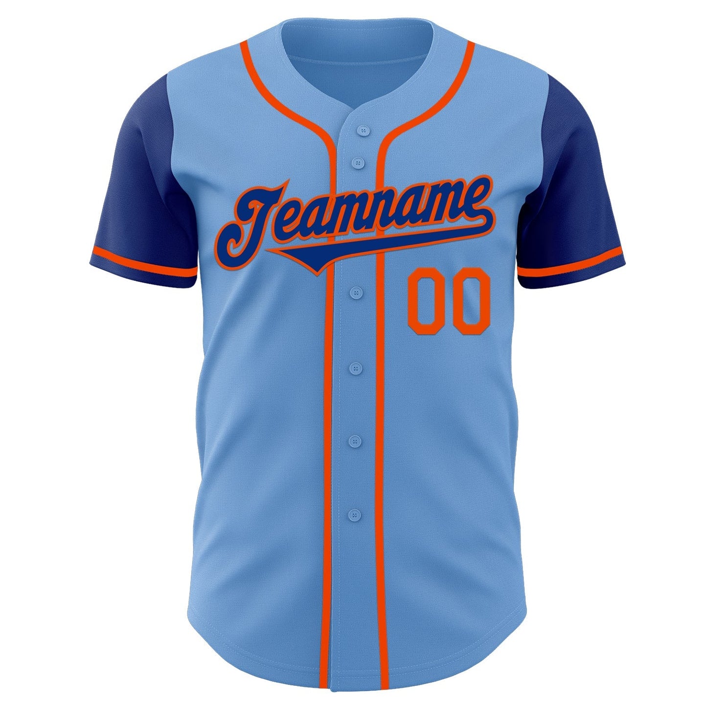 Custom Light Blue Royal-Orange Authentic Two Tone Baseball Jersey baseball jersey product view 2