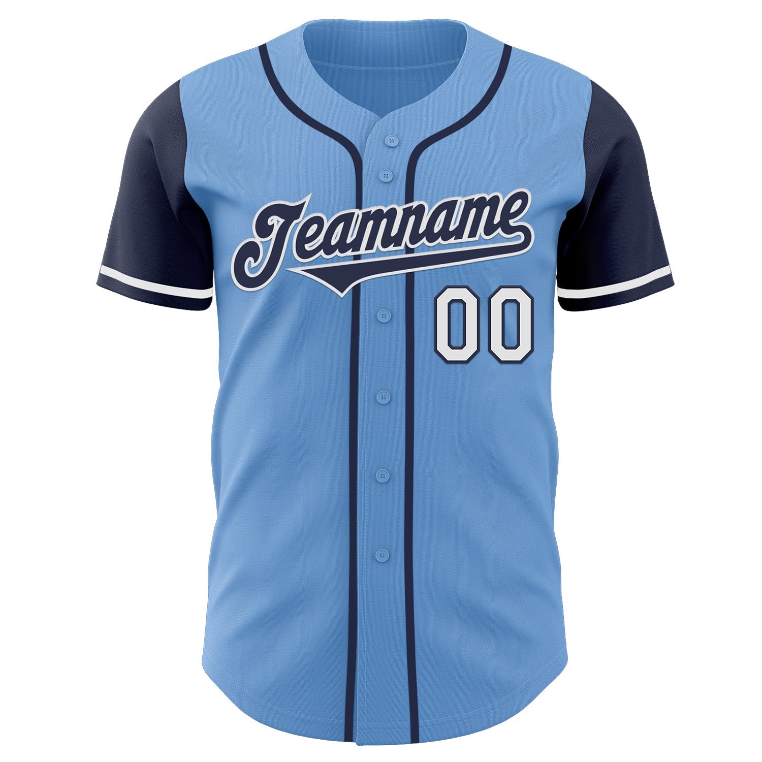 Custom Light Blue Navy-White Authentic Two Tone Baseball Jersey baseball jersey product view 2
