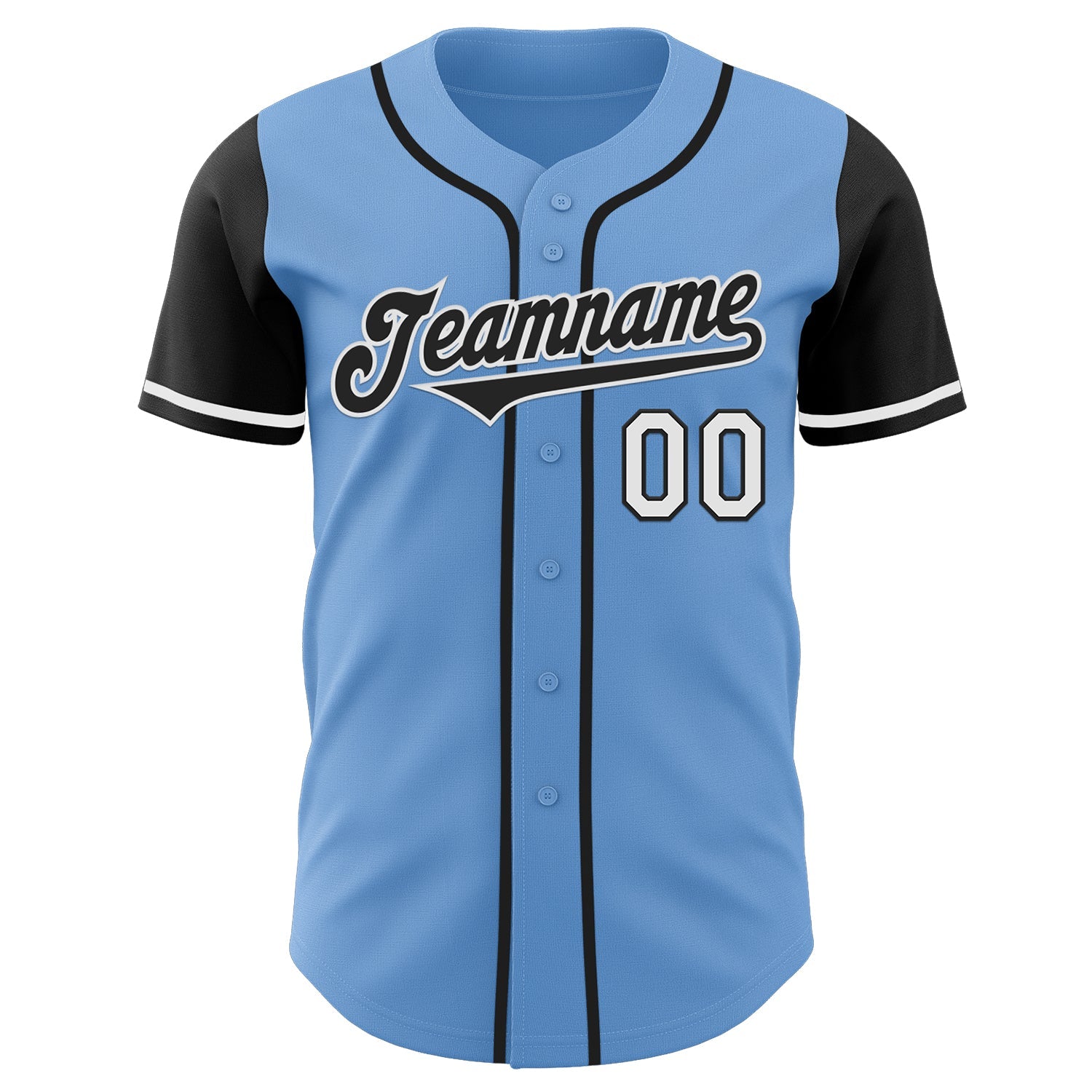 Custom Light Blue Black-White Authentic Two Tone Baseball Jersey baseball jersey product view 2