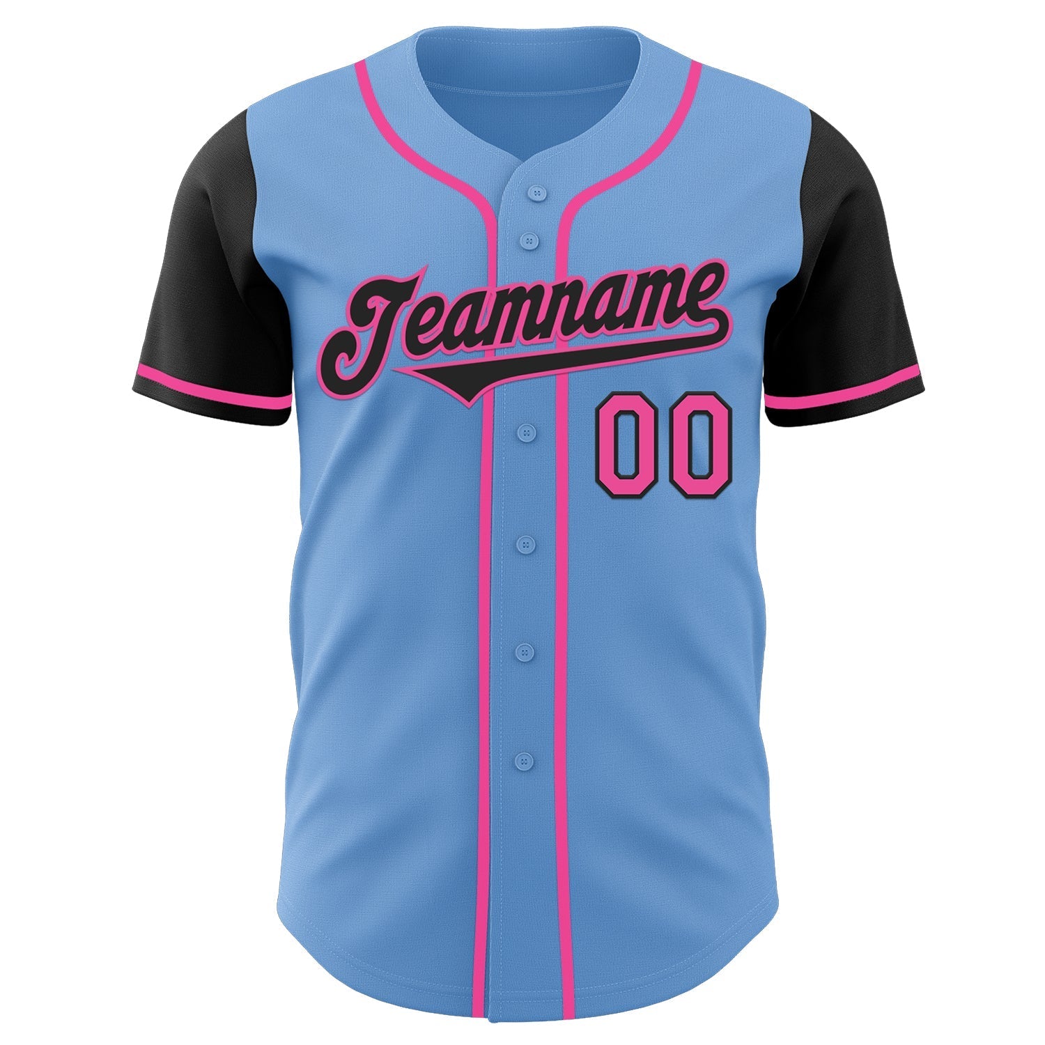Custom Light Blue Black-Pink Authentic Two Tone Baseball Jersey baseball jersey product view 2