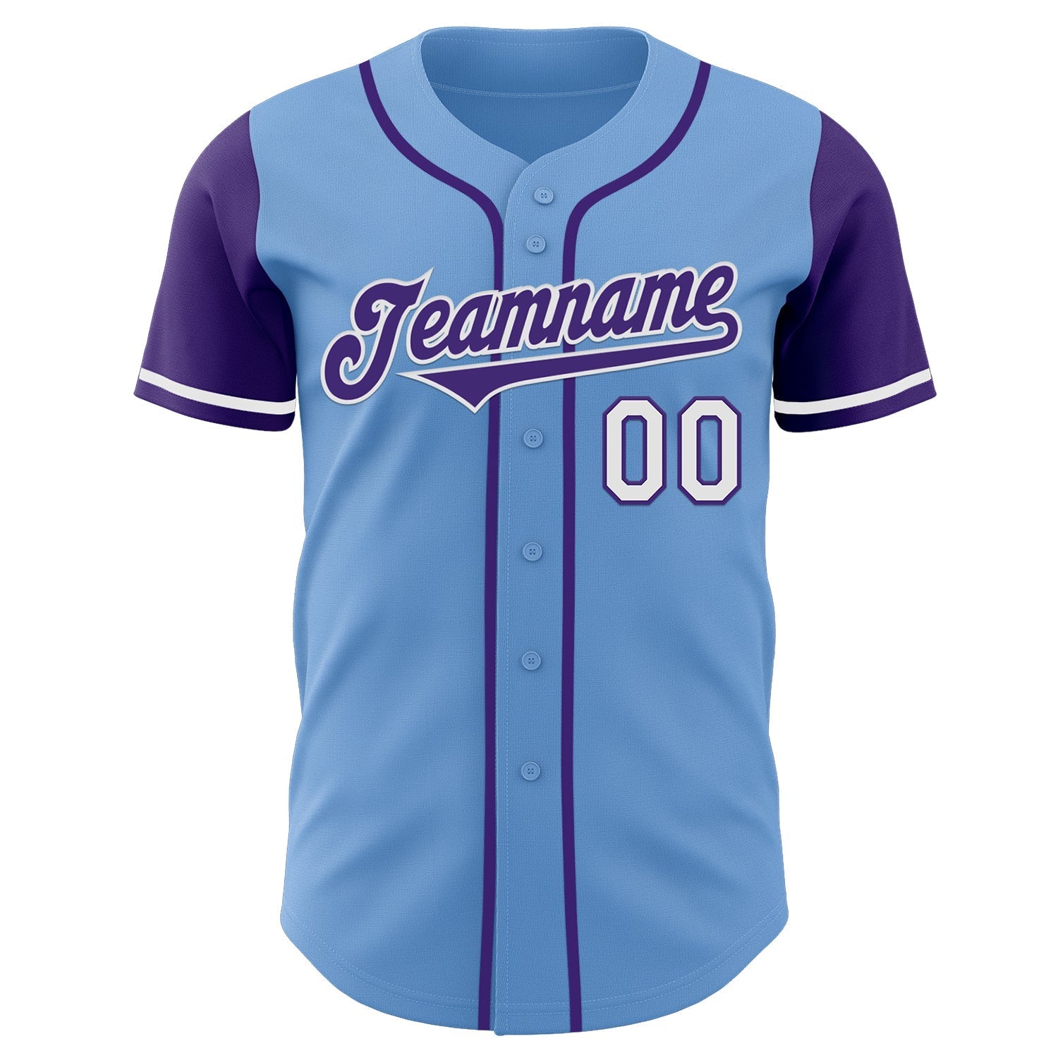 Custom Light Blue Purple-White Authentic Two Tone Baseball Jersey baseball jersey product view 2
