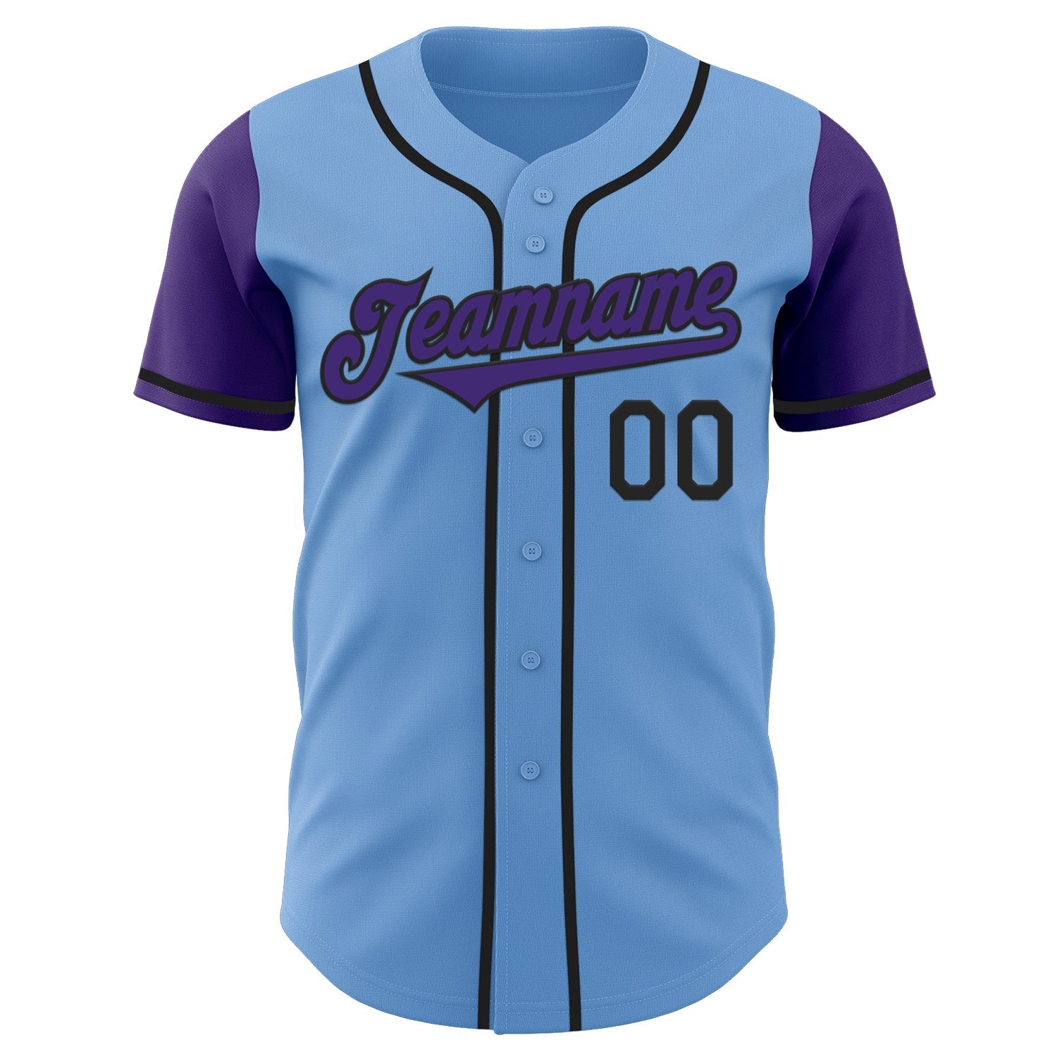 Custom Light Blue Purple-Black Authentic Two Tone Baseball Jersey baseball jersey product view 2