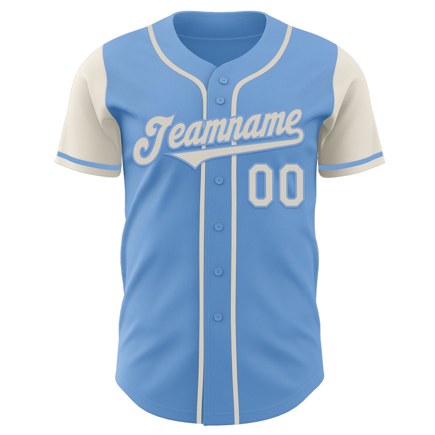 Custom Light Blue Cream Authentic Two Tone Baseball Jersey baseball jersey product view 2