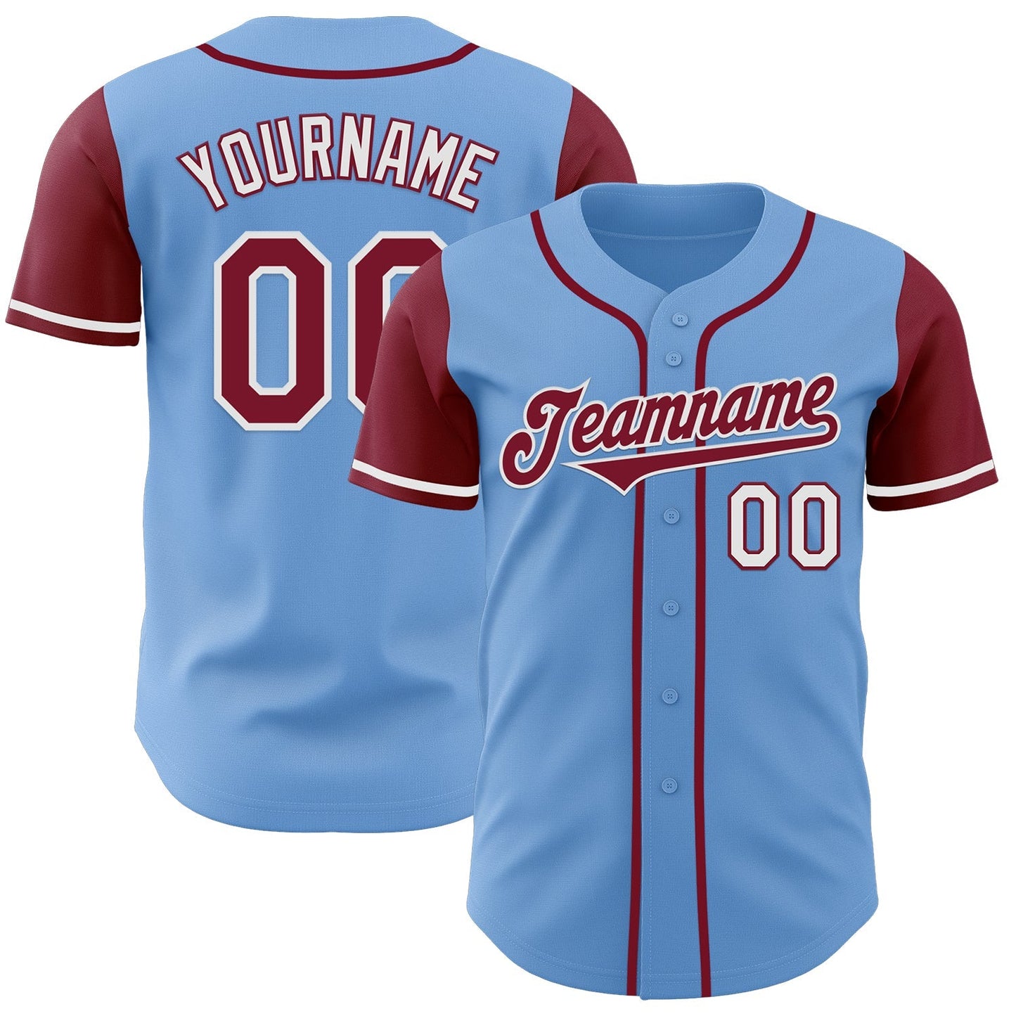 Custom Light Blue Crimson-White Authentic Two Tone Baseball Jersey baseball jersey product view 1