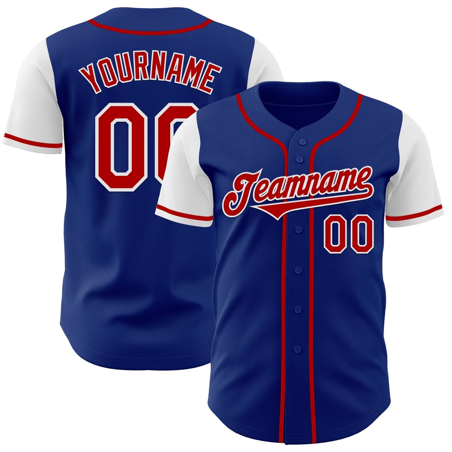 Custom Royal Red-White Authentic Two Tone Baseball Jersey baseball jersey product view 1