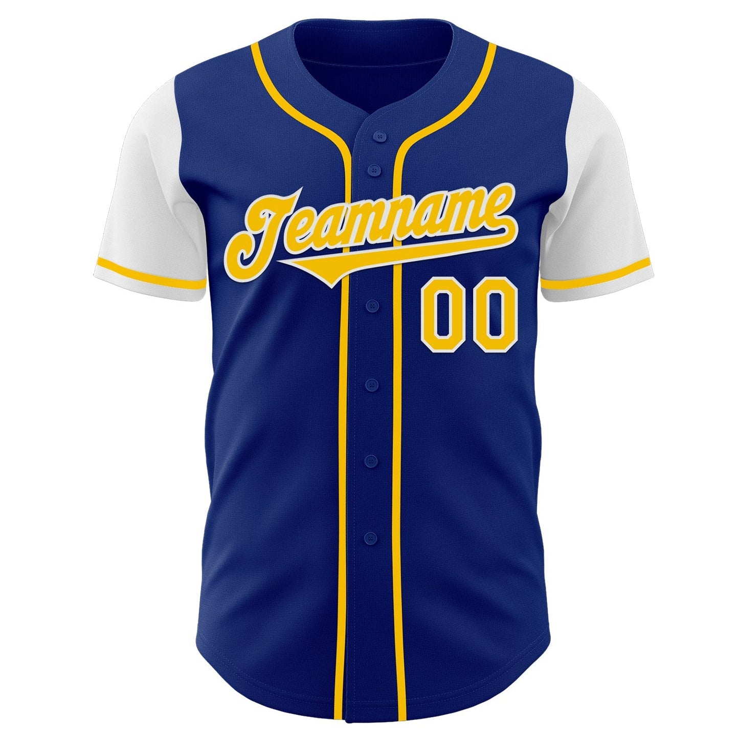 Custom Royal Yellow-White Authentic Two Tone Baseball Jersey baseball jersey product view 2