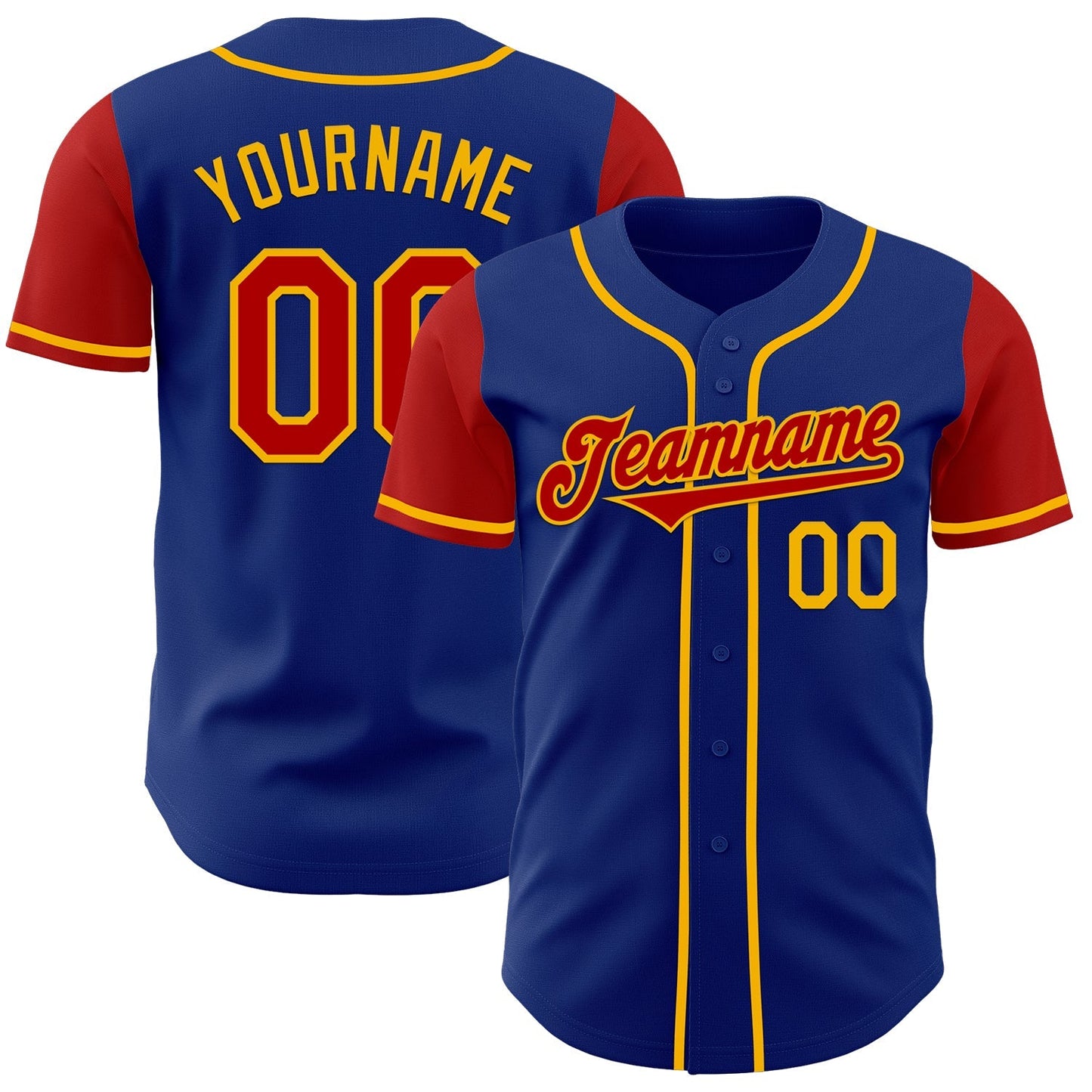Custom Royal Red-Gold Authentic Two Tone Baseball Jersey baseball jersey product view 1