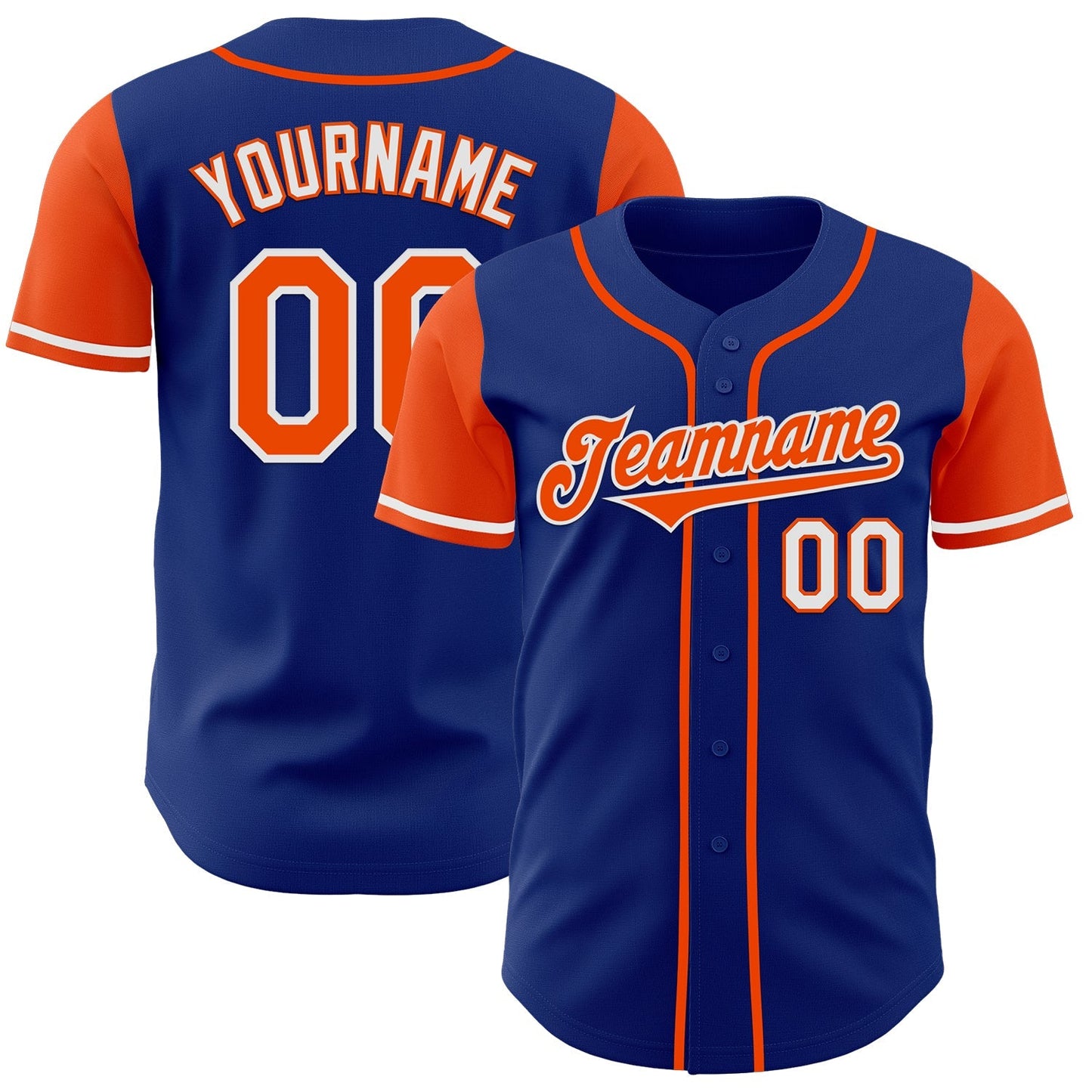 Custom Royal Orange-White Authentic Two Tone Baseball Jersey baseball jersey product view 1