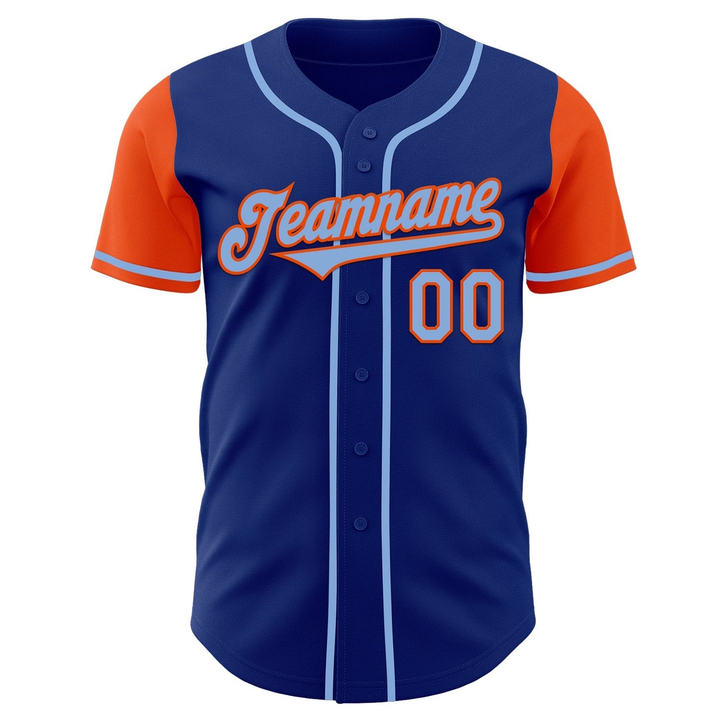 Custom Royal Light Blue-Orange Authentic Two Tone Baseball Jersey baseball jersey product view 2