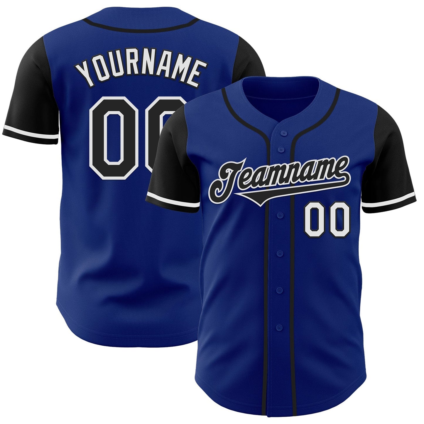 Custom Royal Black-White Authentic Two Tone Baseball Jersey baseball jersey product view 1
