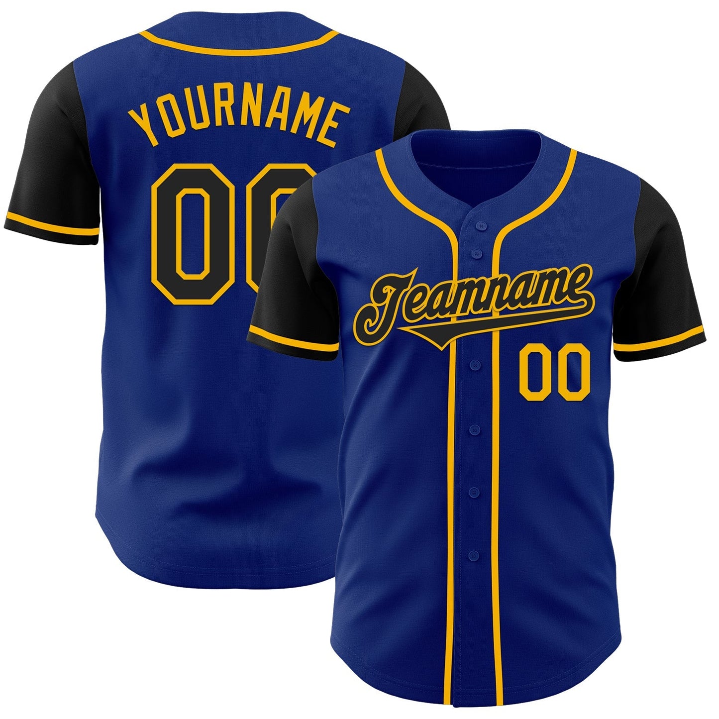 Custom Royal Black-Gold Authentic Two Tone Baseball Jersey baseball jersey product view 1