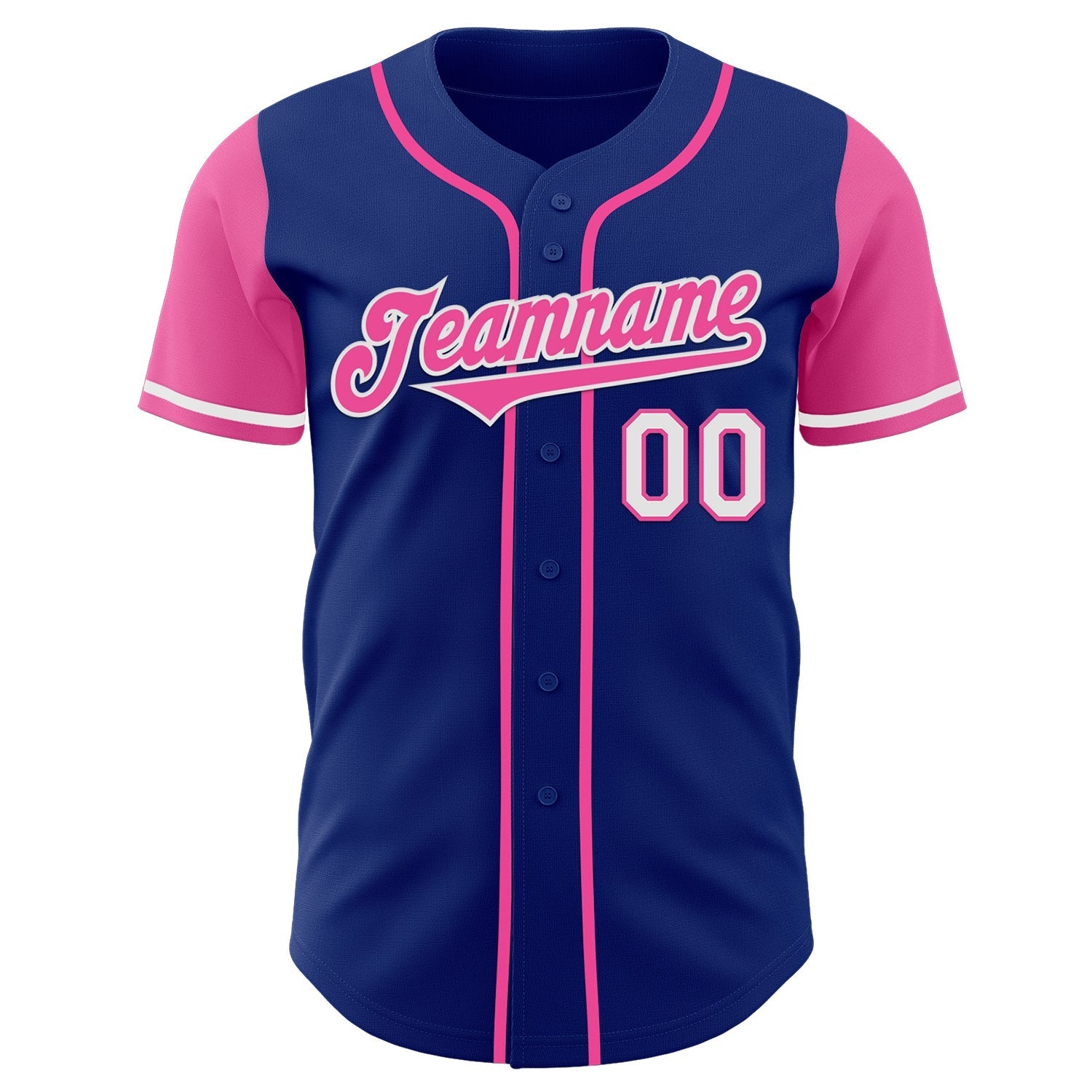 Custom Royal Pink-White Authentic Two Tone Baseball Jersey baseball jersey product view 2