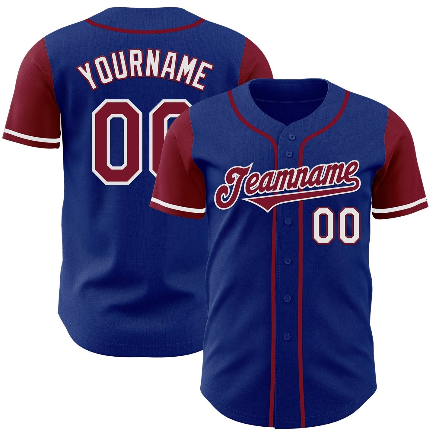 Custom Royal Crimson-White Authentic Two Tone Baseball Jersey baseball jersey product view 1