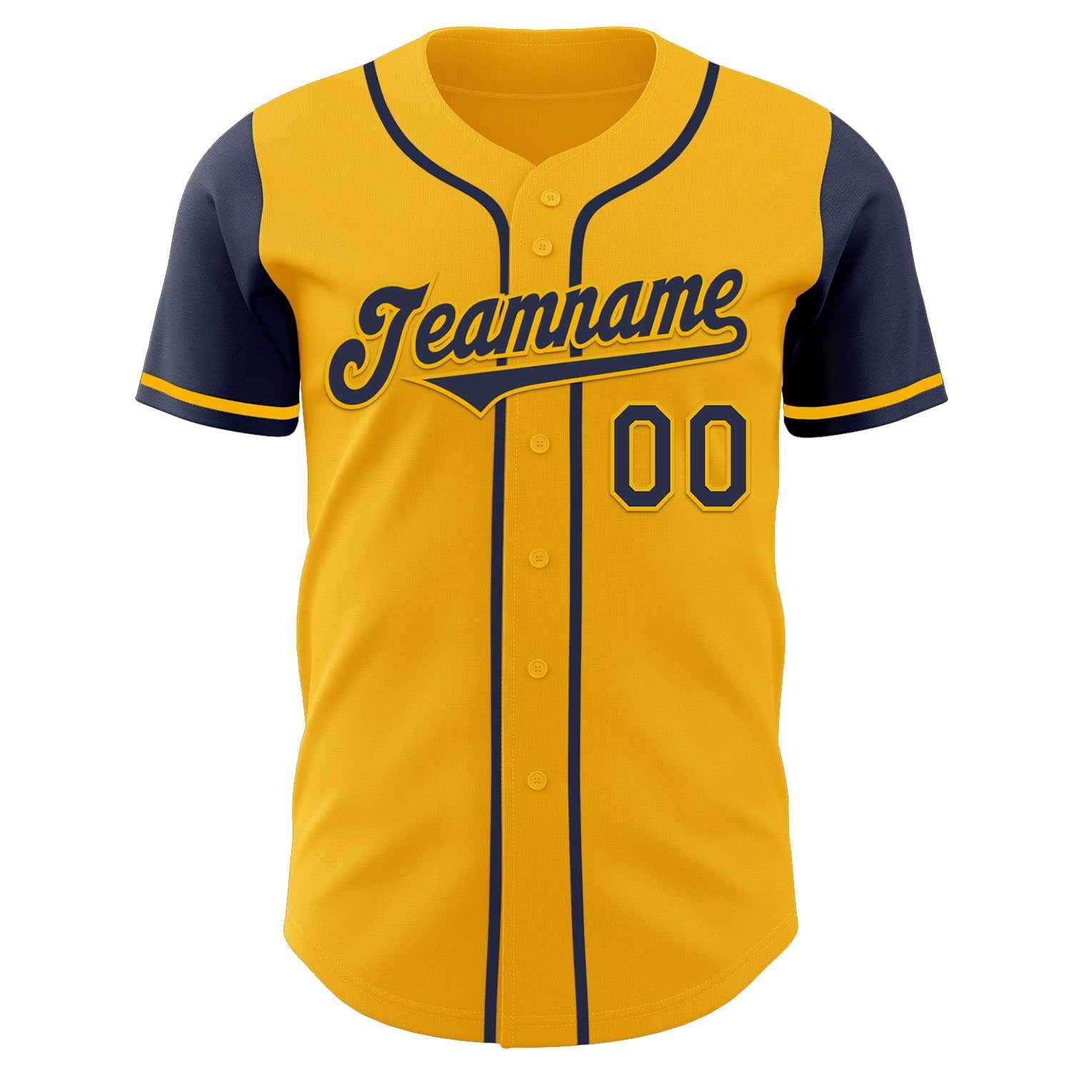 Custom Gold Navy Authentic Two Tone Baseball Jersey baseball jersey product view 2