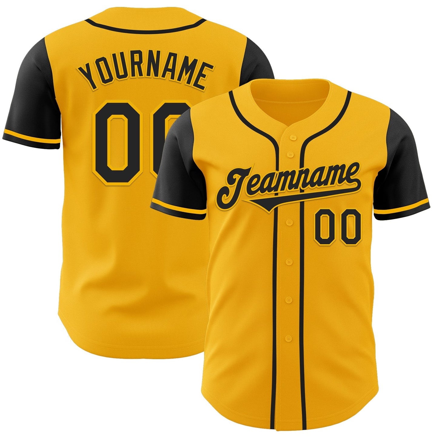 Custom Gold Black Authentic Two Tone Baseball Jersey baseball jersey product view 1