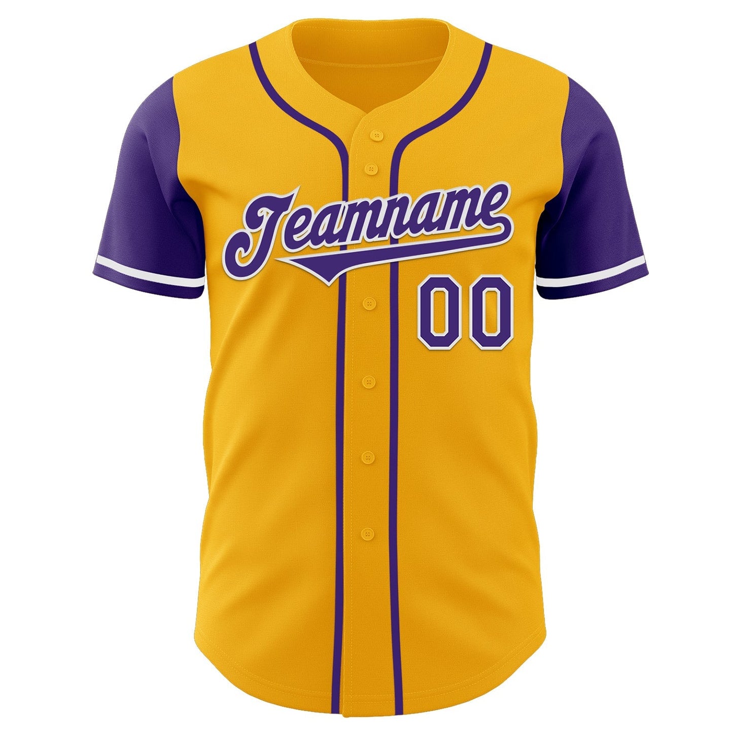 Custom Gold Purple-White Authentic Two Tone Baseball Jersey baseball jersey product view 2