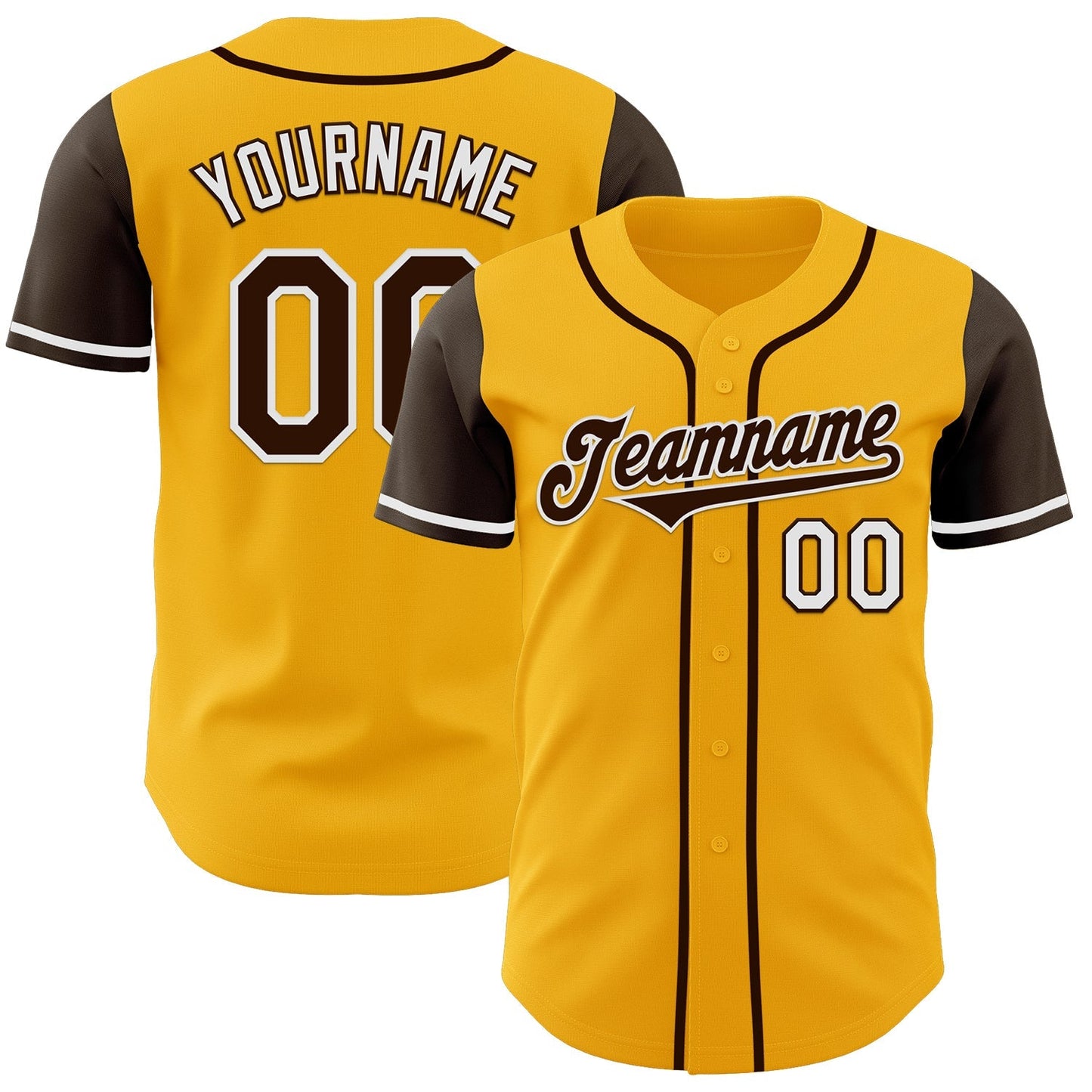 Custom Gold Brown-White Authentic Two Tone Baseball Jersey baseball jersey product view 1