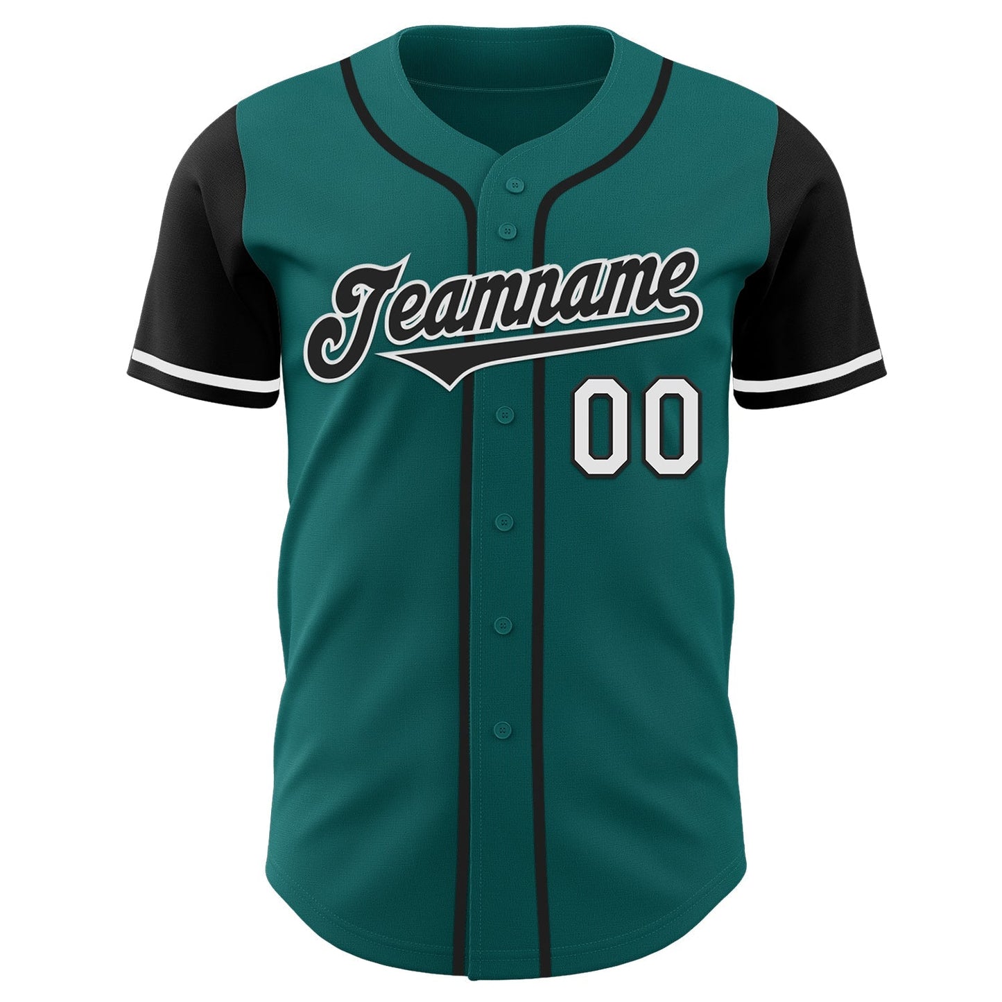 Custom Teal Black-White Authentic Two Tone Baseball Jersey baseball jersey product view 2