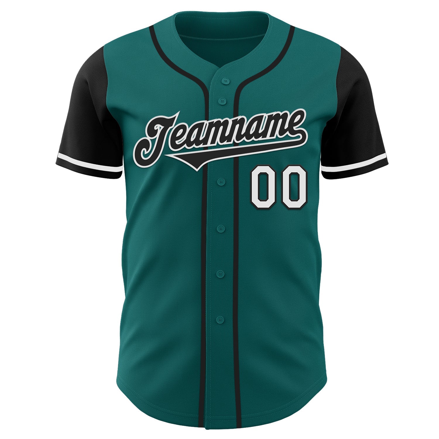 Custom Teal Black-White Authentic Two Tone Baseball Jersey baseball jersey product view 2