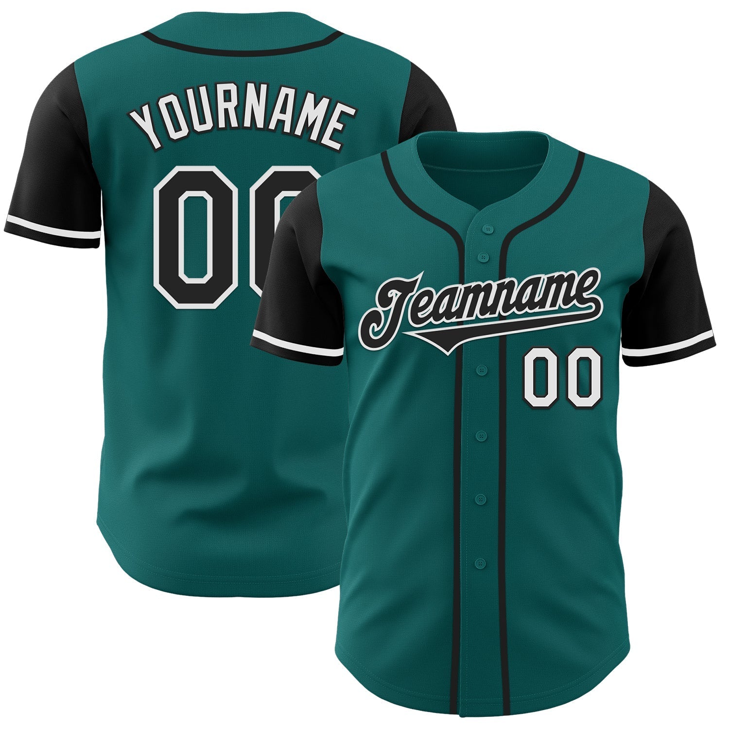 Custom Teal Black-White Authentic Two Tone Baseball Jersey baseball jersey product view 1