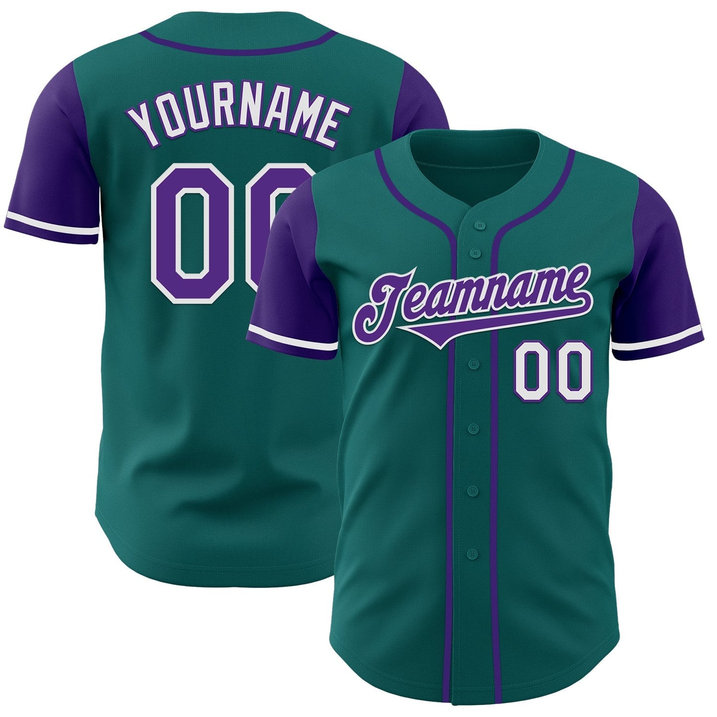 Custom Teal Purple-White Authentic Two Tone Baseball Jersey baseball jersey product view 1