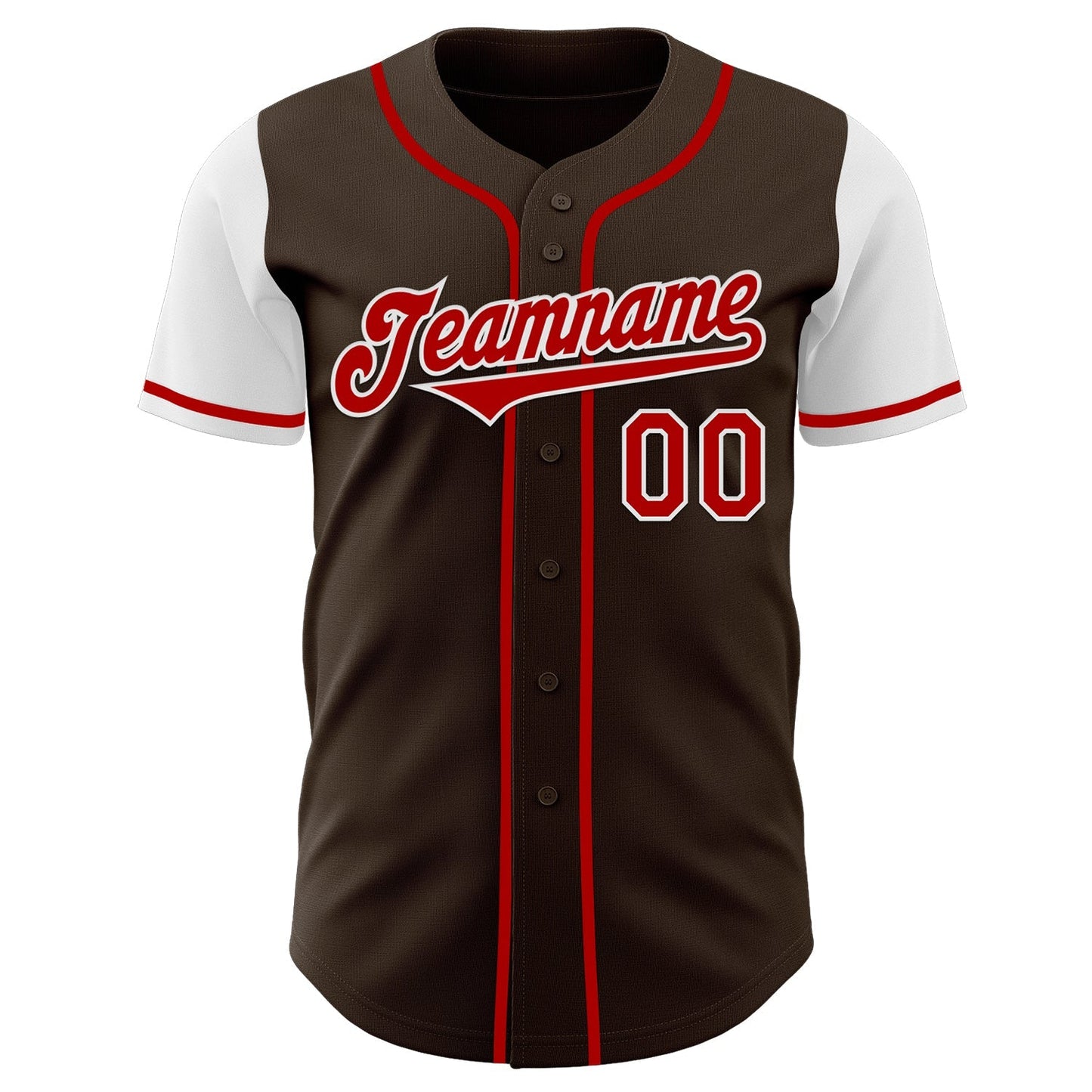 Custom Brown Red-White Authentic Two Tone Baseball Jersey baseball jersey product view 2