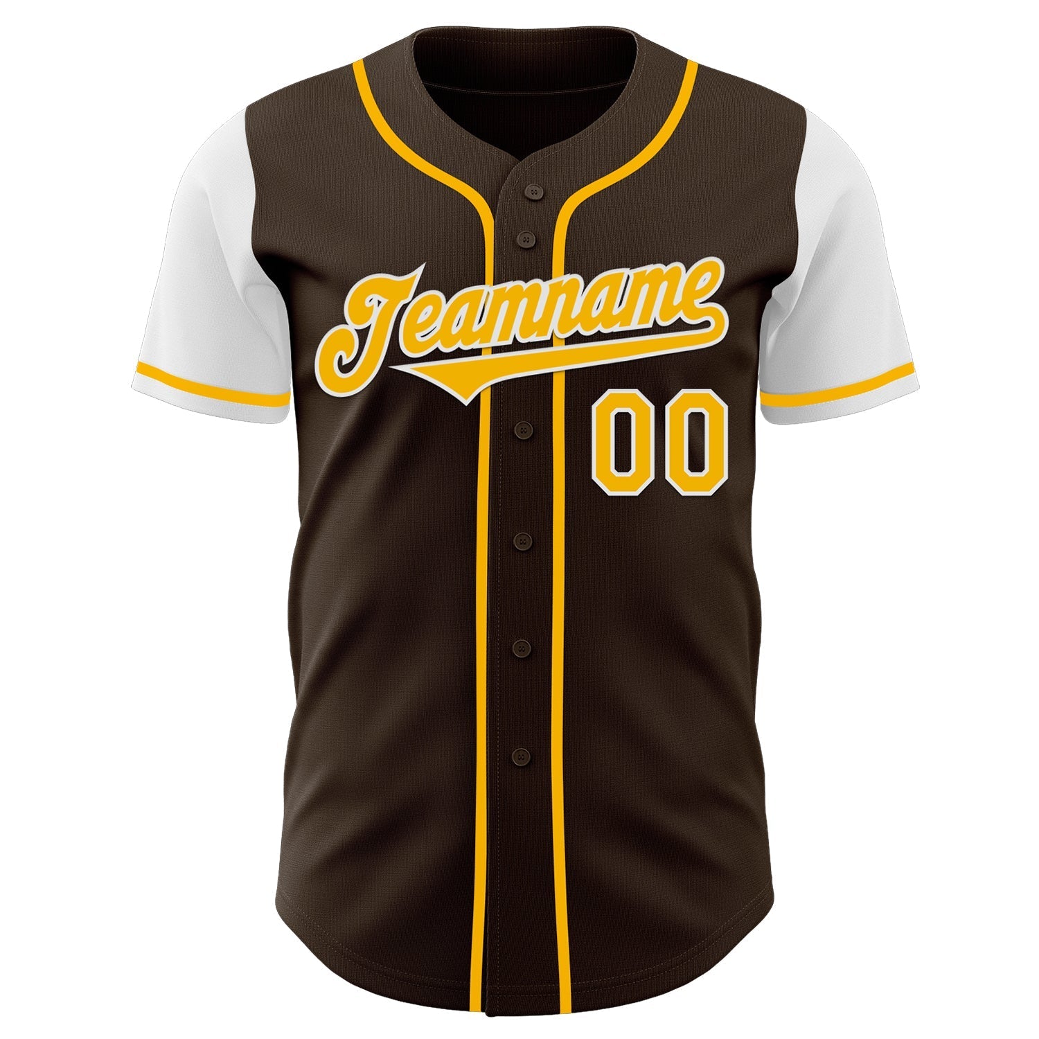 Custom Brown Gold-White Authentic Two Tone Baseball Jersey baseball jersey product view 2