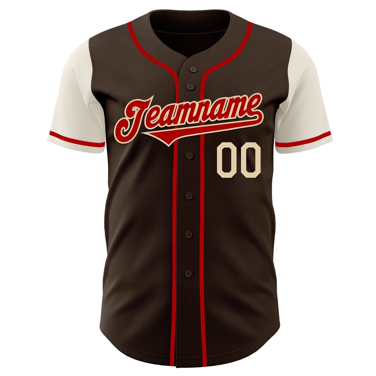 Custom Brown Red-Cream Authentic Two Tone Baseball Jersey baseball jersey product view 2
