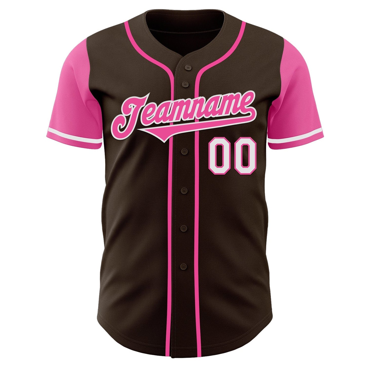 Custom Brown Pink-White Authentic Two Tone Baseball Jersey baseball jersey product view 2