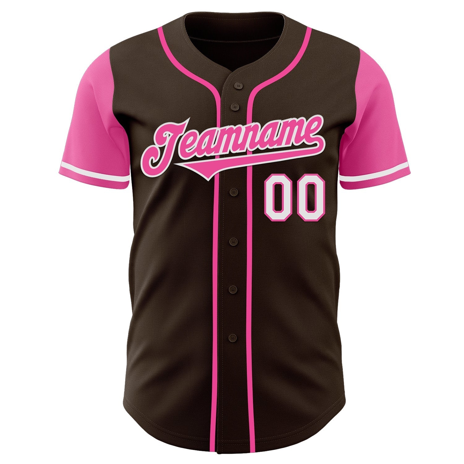 Custom Brown Pink-White Authentic Two Tone Baseball Jersey baseball jersey product view 2