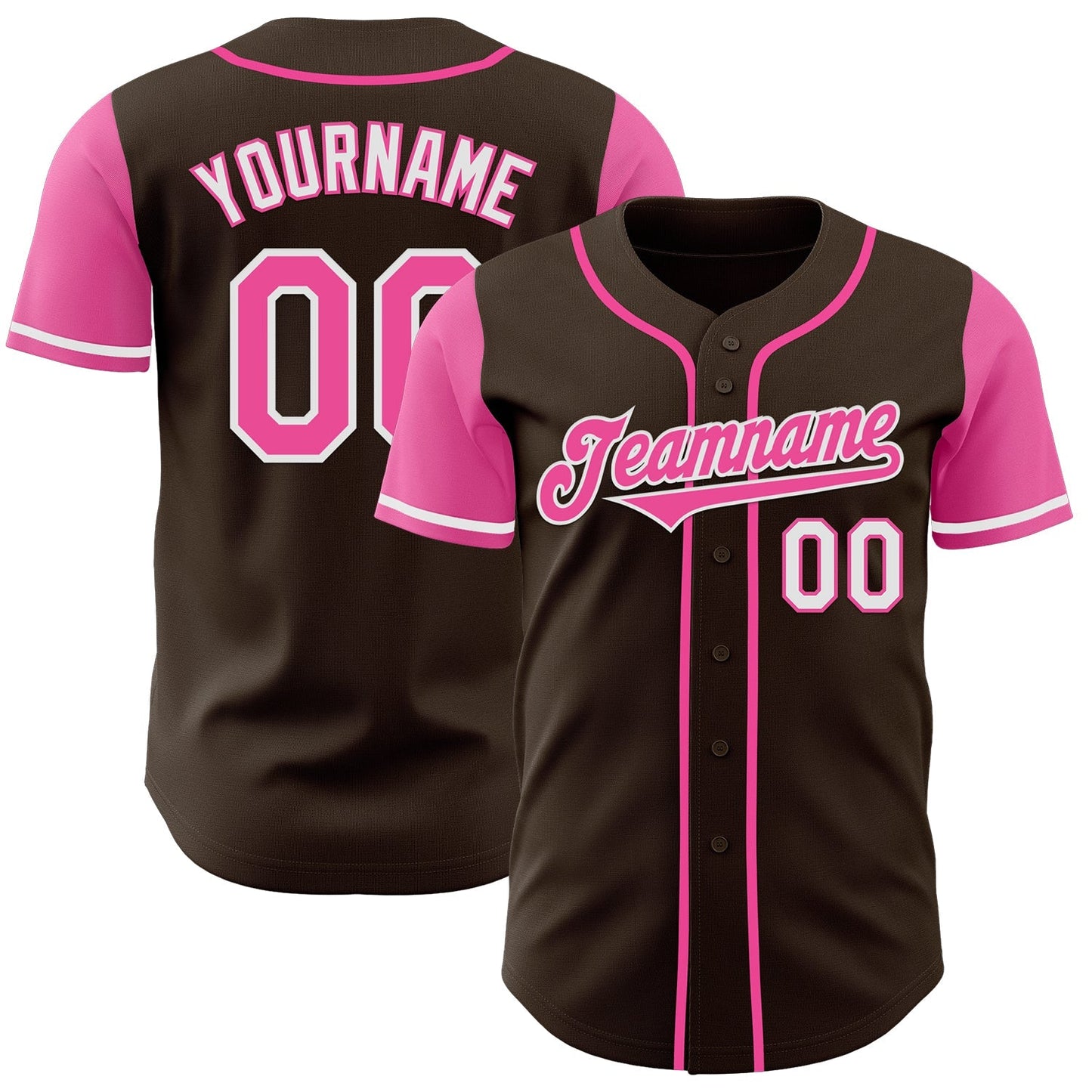 Custom Brown Pink-White Authentic Two Tone Baseball Jersey baseball jersey product view 1