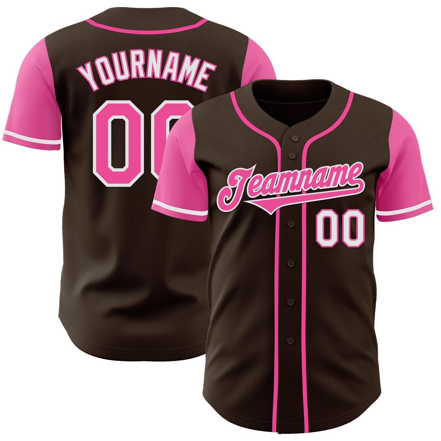 Custom Brown Pink-White Authentic Two Tone Baseball Jersey baseball jersey product view 1