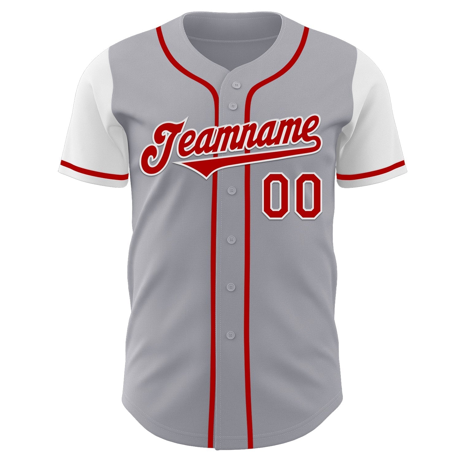 Custom Gray Red-White Authentic Two Tone Baseball Jersey baseball jersey product view 2
