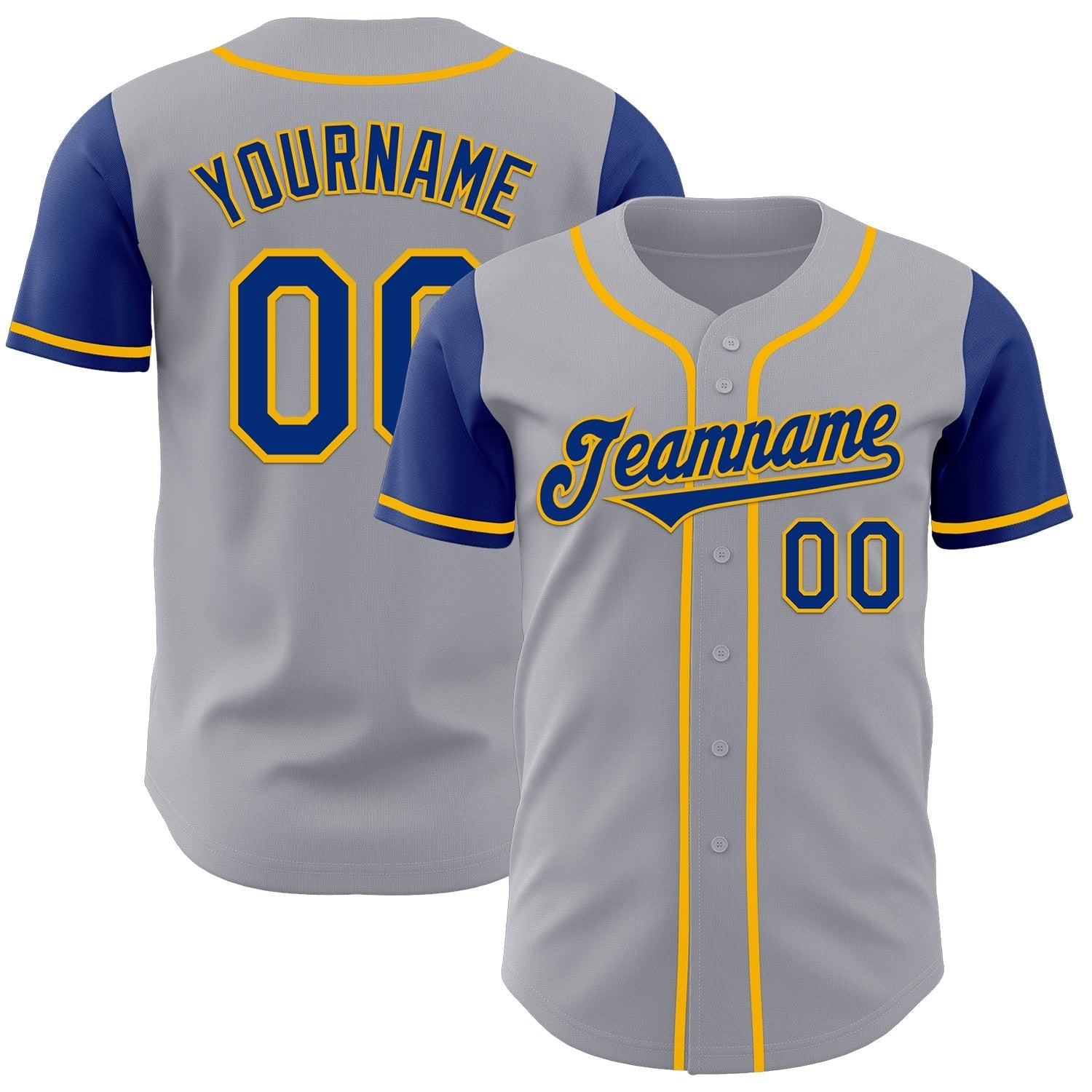Custom Gray Royal-Gold Authentic Two Tone Baseball Jersey baseball jersey product view 1