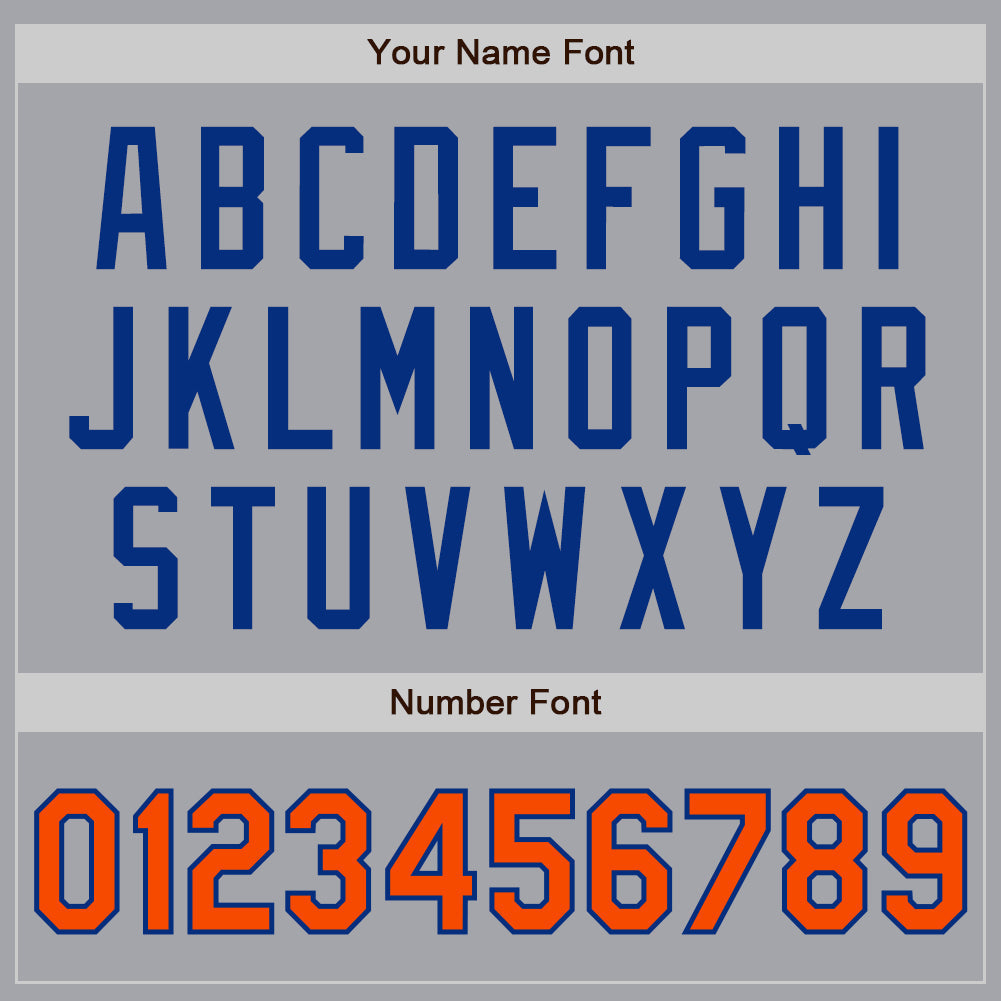 Custom Gray Orange-Royal Authentic Two Tone Baseball Jersey baseball jersey product view 5