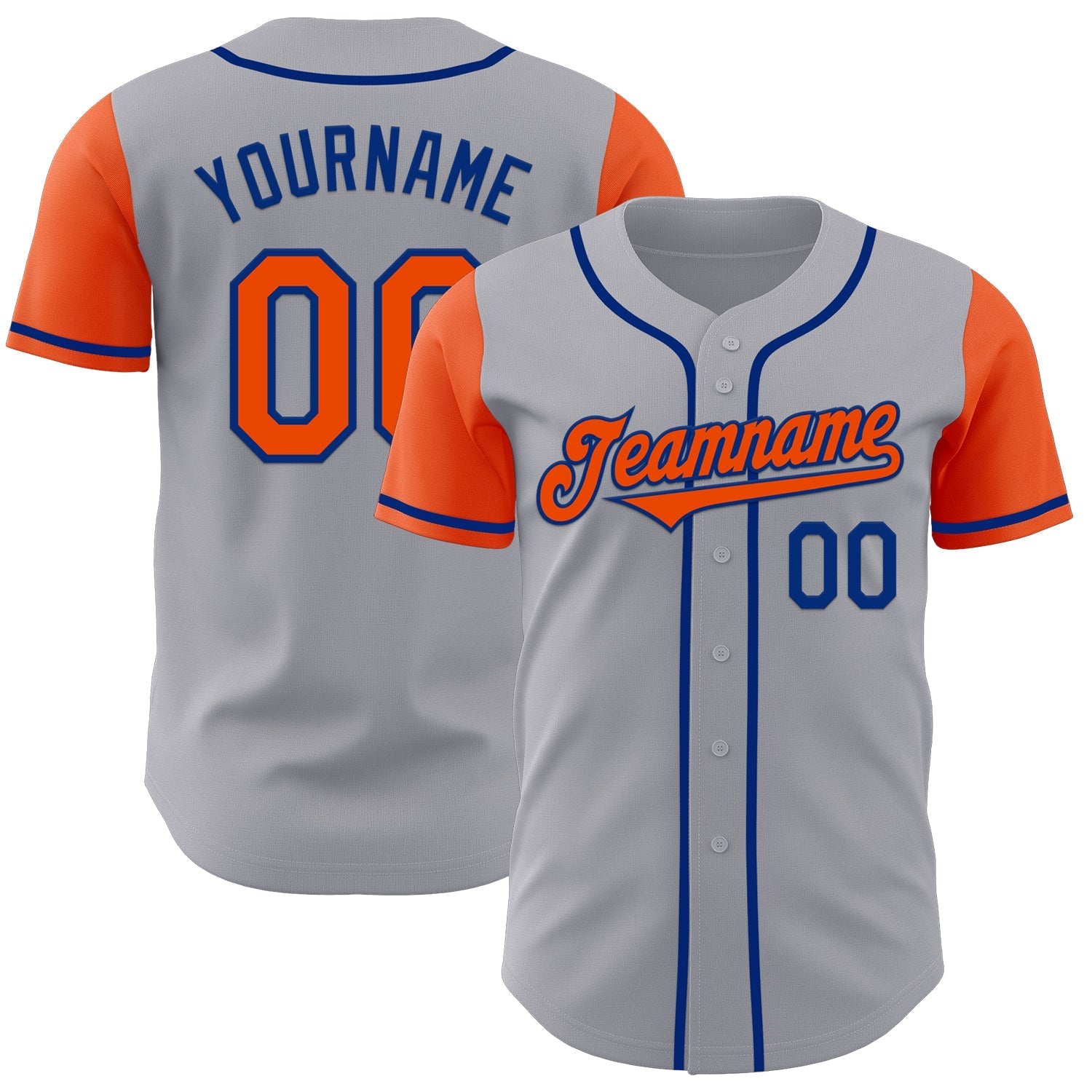 Custom Gray Orange-Royal Authentic Two Tone Baseball Jersey baseball jersey product view 1