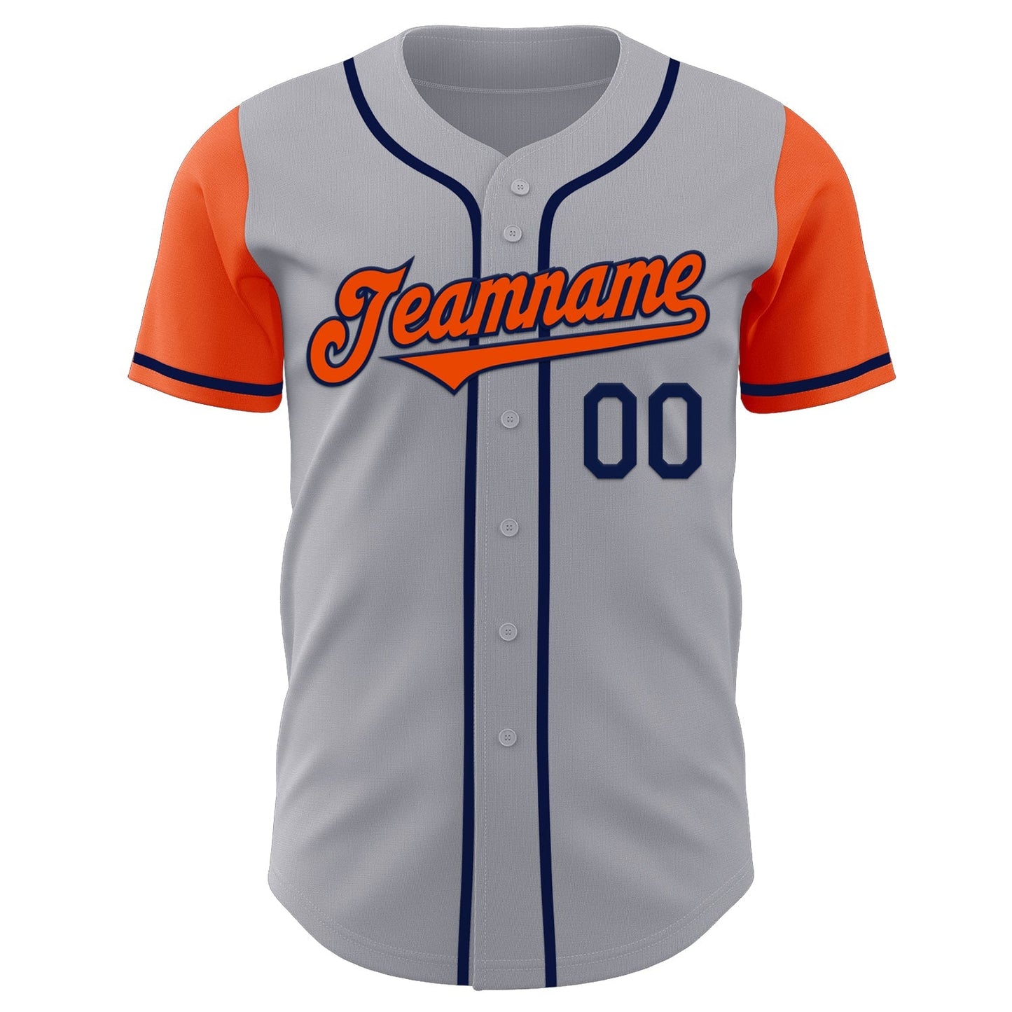 Custom Gray Orange-Navy Authentic Two Tone Baseball Jersey baseball jersey product view 2