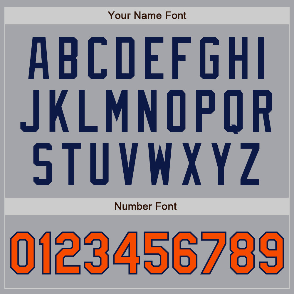 Custom Gray Orange-Navy Authentic Two Tone Baseball Jersey baseball jersey product view 5