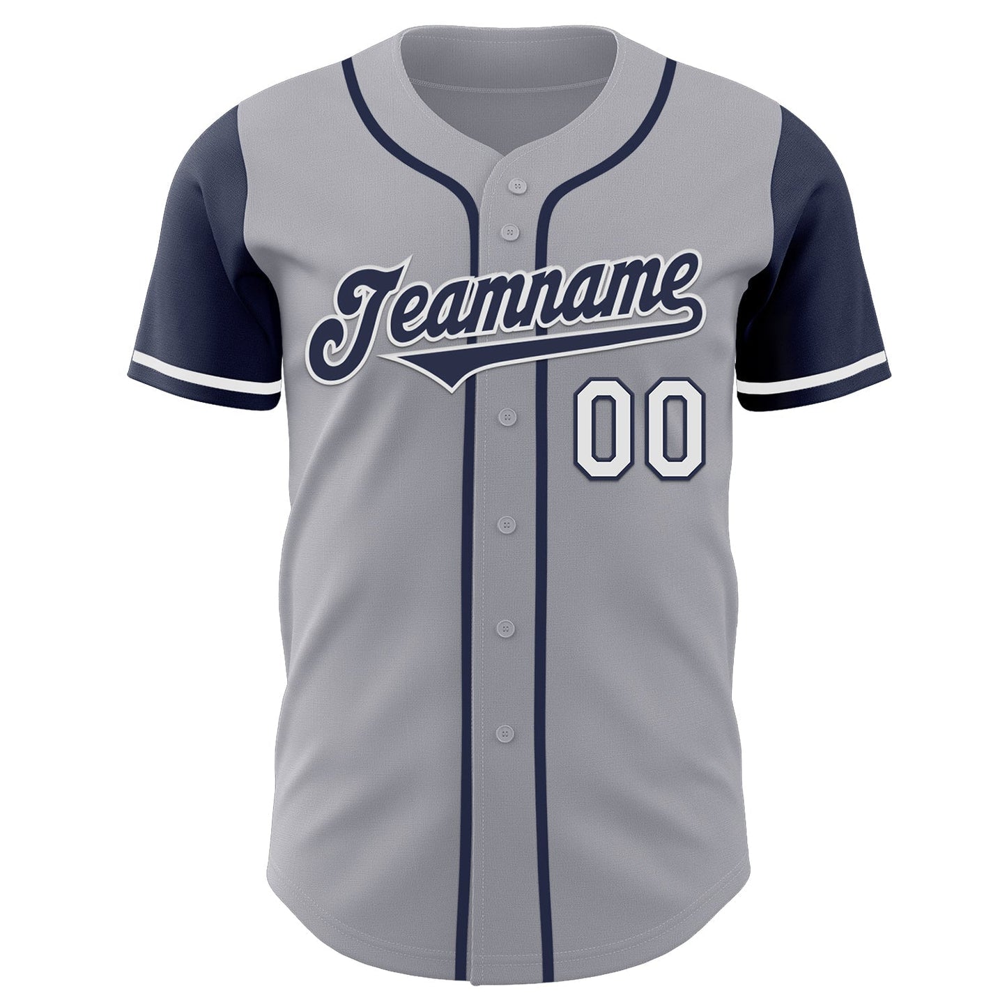 Custom Gray Navy-White Authentic Two Tone Baseball Jersey baseball jersey product view 2