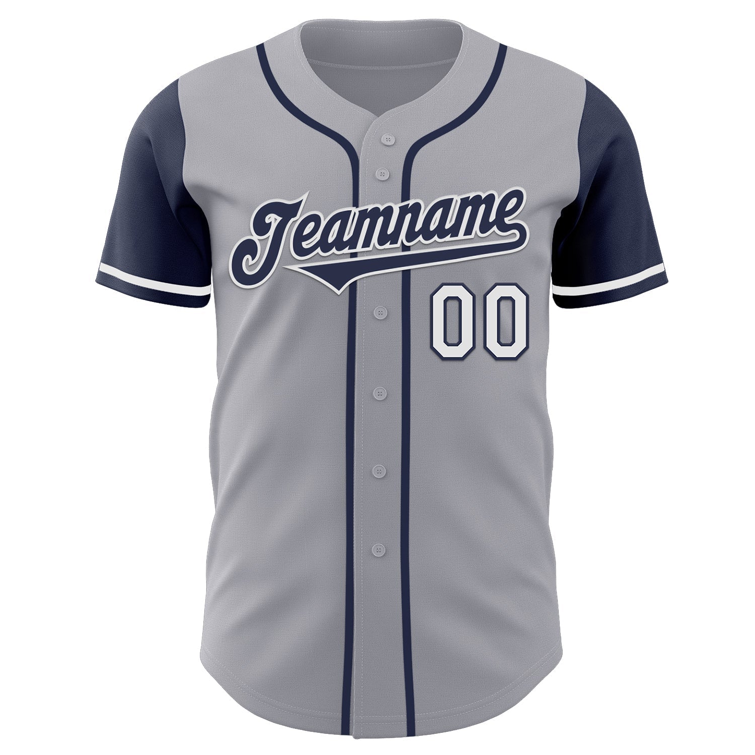 Custom Gray Navy-White Authentic Two Tone Baseball Jersey baseball jersey product view 2