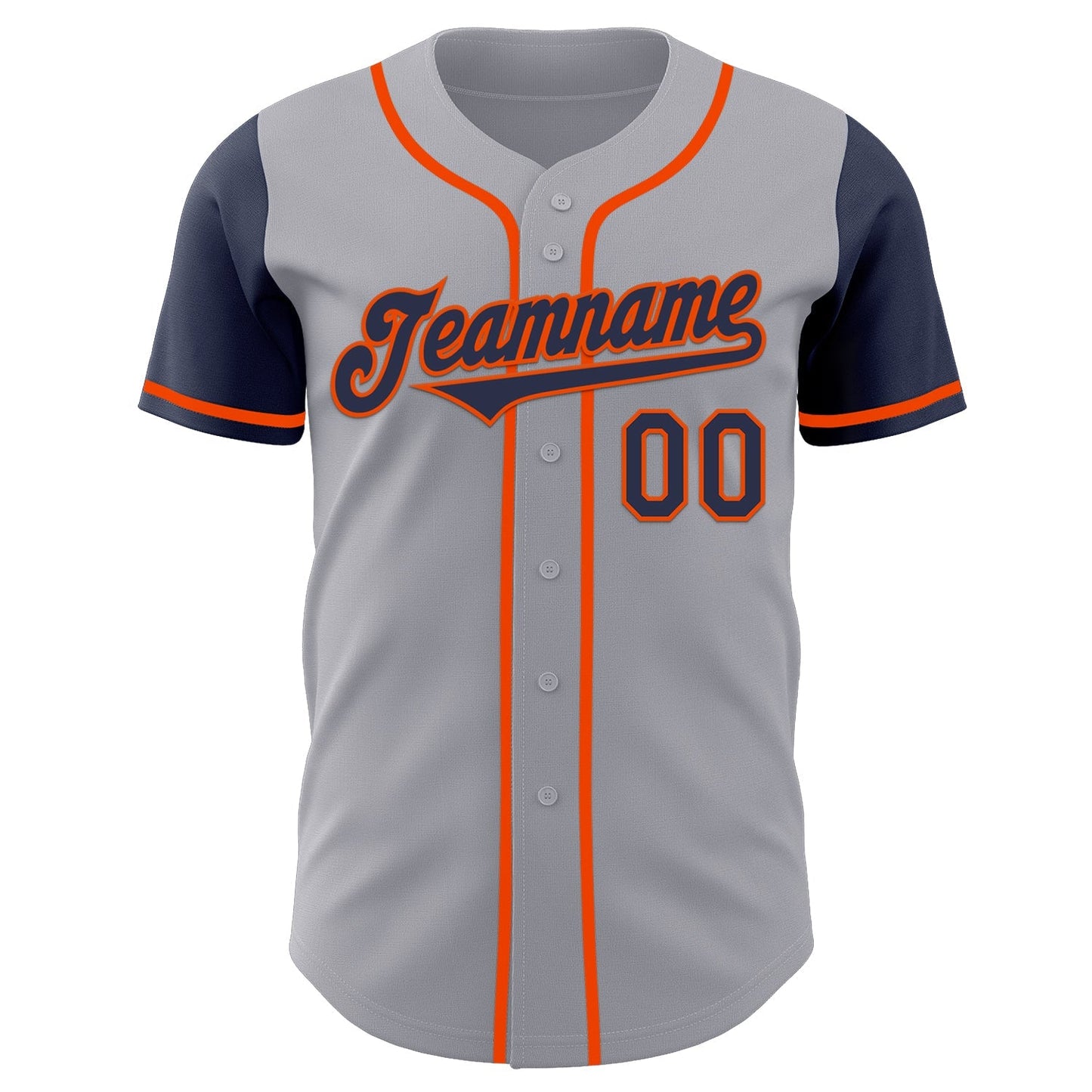 Custom Gray Navy-Orange Authentic Two Tone Baseball Jersey baseball jersey product view 2