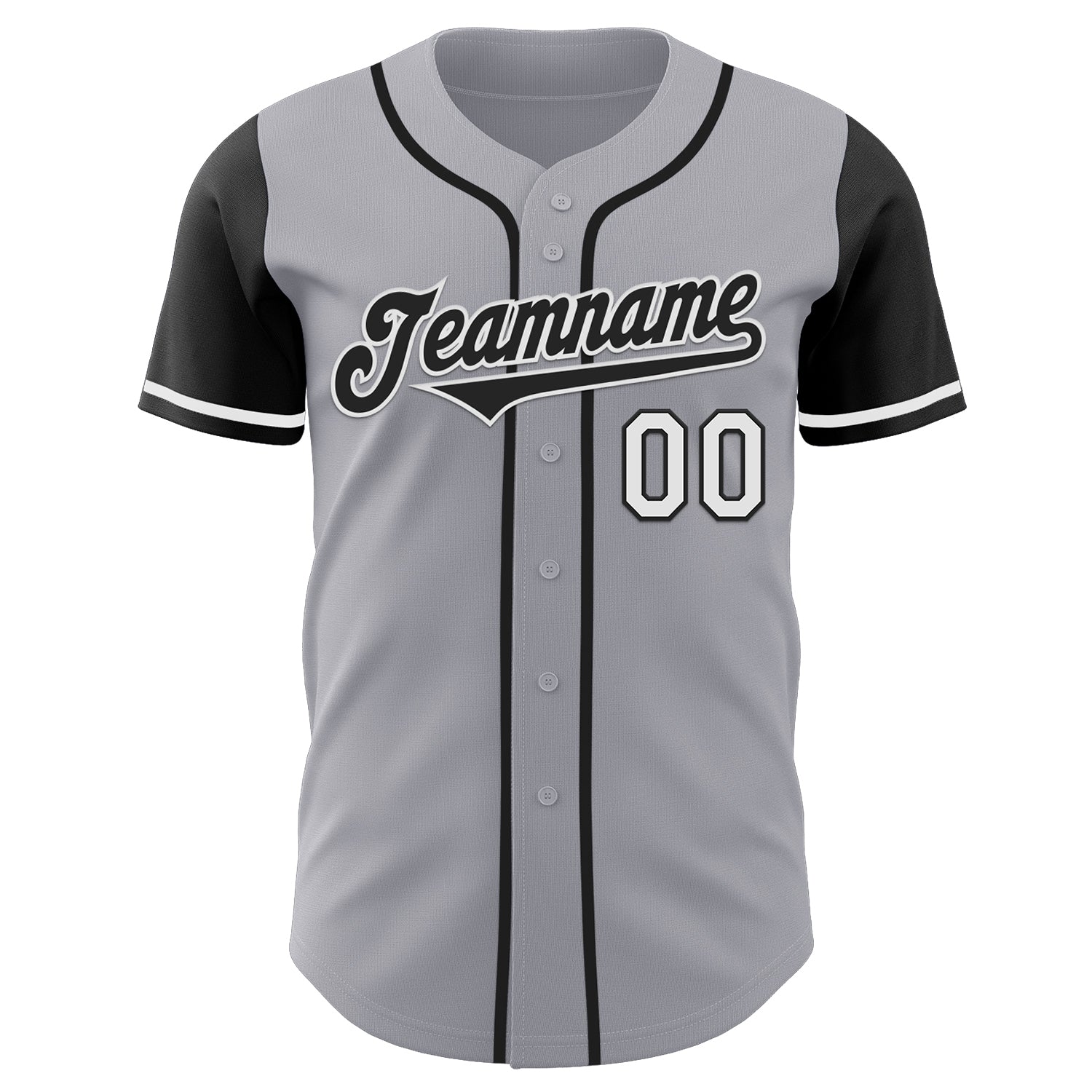 Custom Gray Black-White Authentic Two Tone Baseball Jersey baseball jersey product view 2
