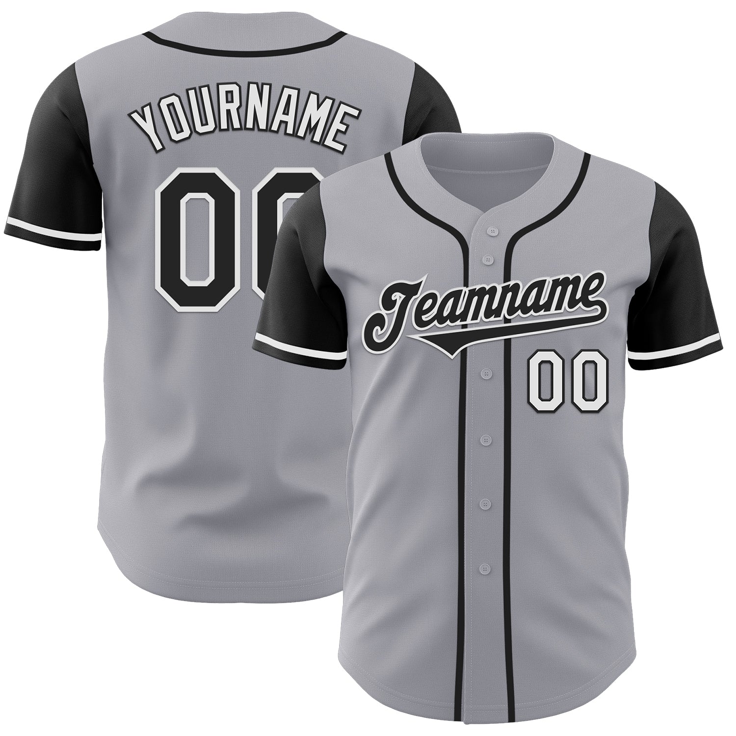Custom Gray Black-White Authentic Two Tone Baseball Jersey baseball jersey product view 1