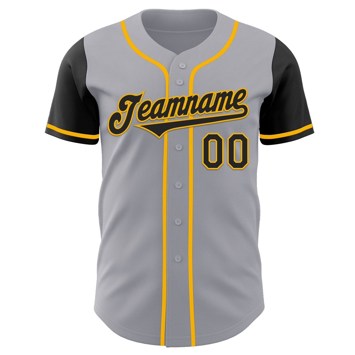 Custom Gray Black-Gold Authentic Two Tone Baseball Jersey baseball jersey product view 2
