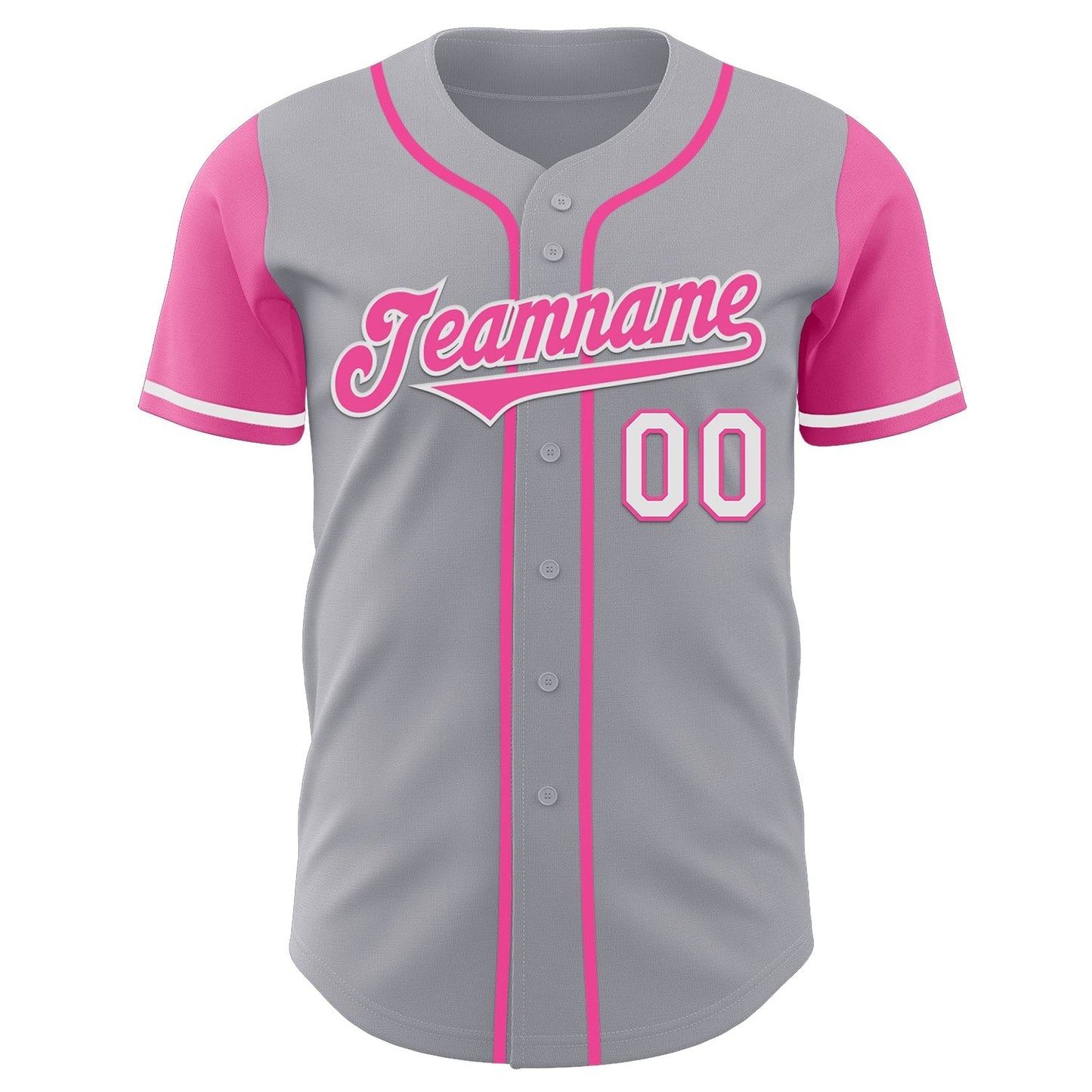 Custom Gray Pink-White Authentic Two Tone Baseball Jersey baseball jersey product view 2