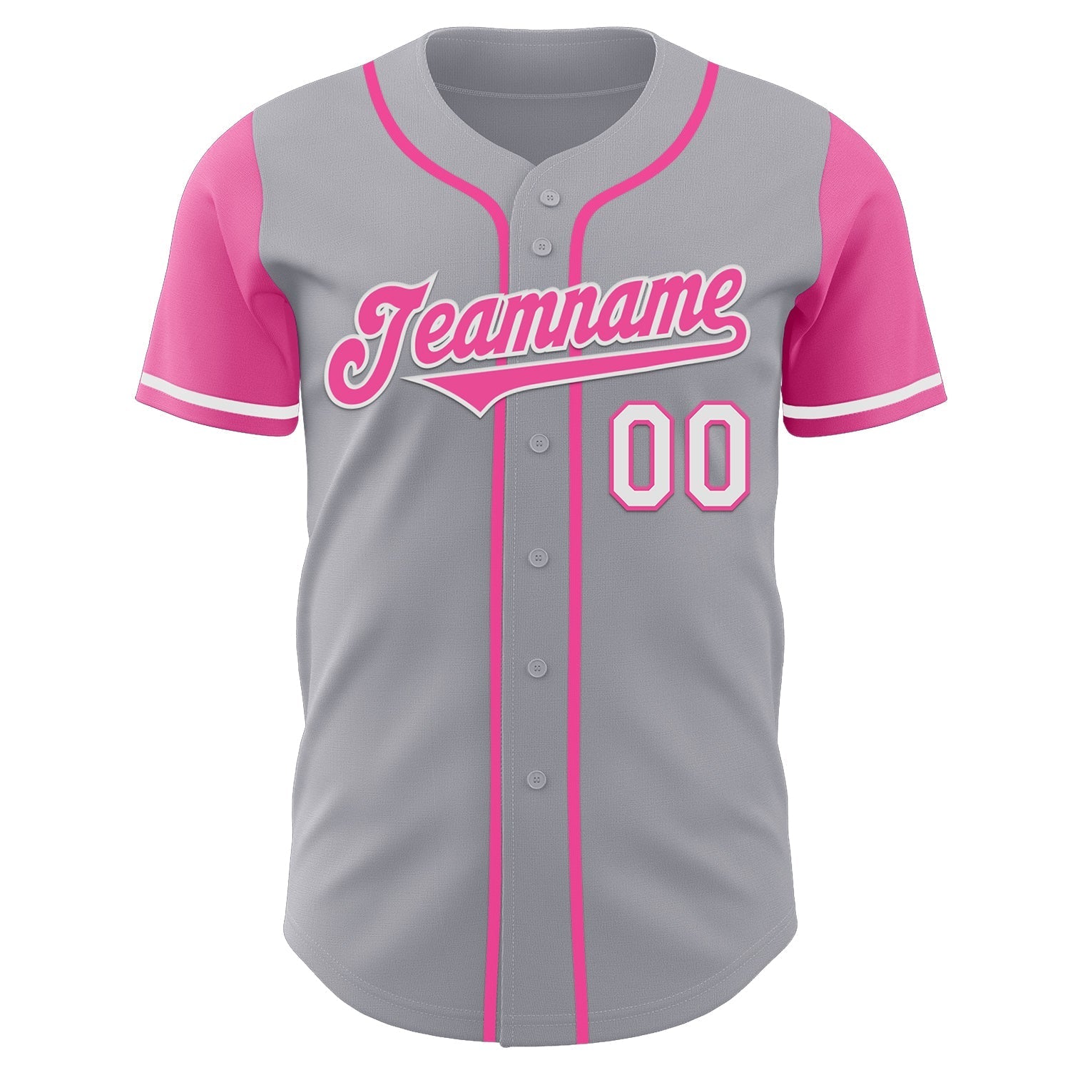 Custom Gray Pink-White Authentic Two Tone Baseball Jersey baseball jersey product view 2