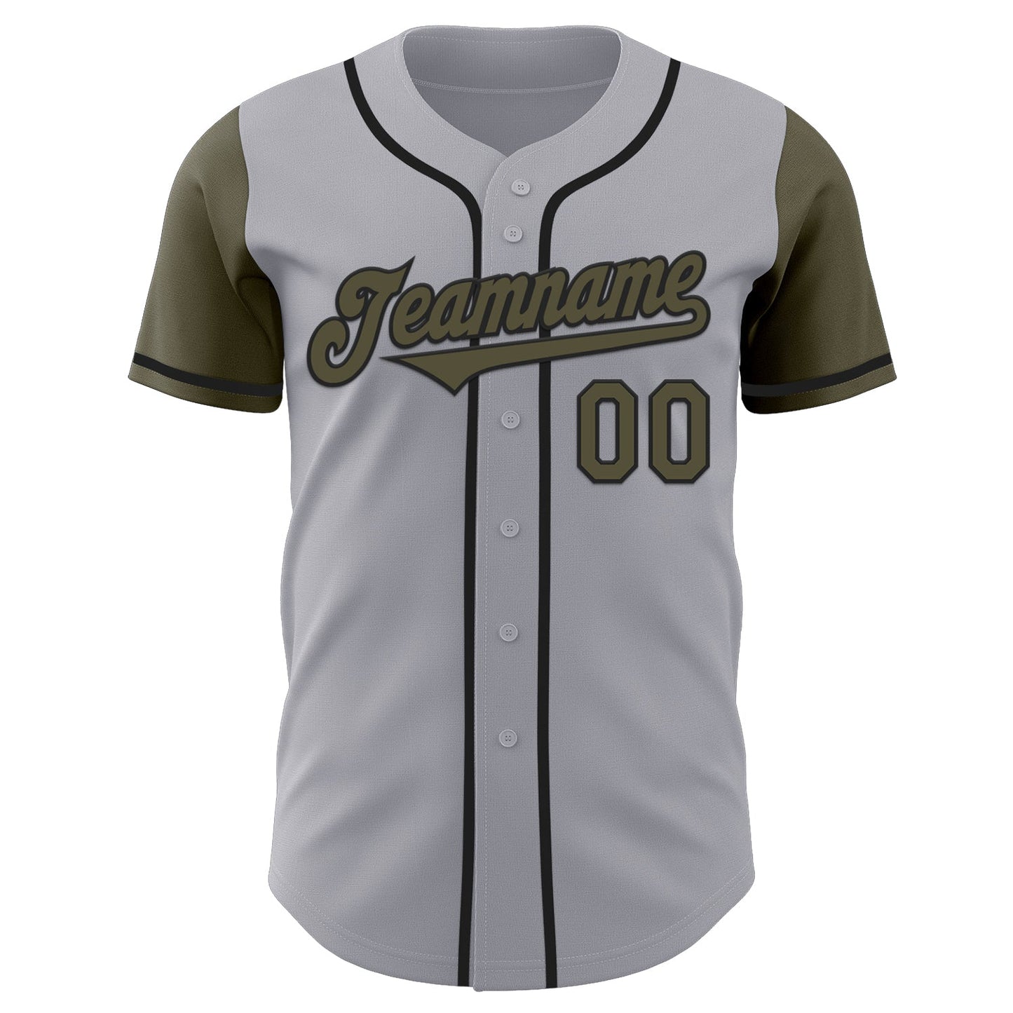 Custom Gray Olive-Black Authentic Two Tone Baseball Jersey baseball jersey product view 2