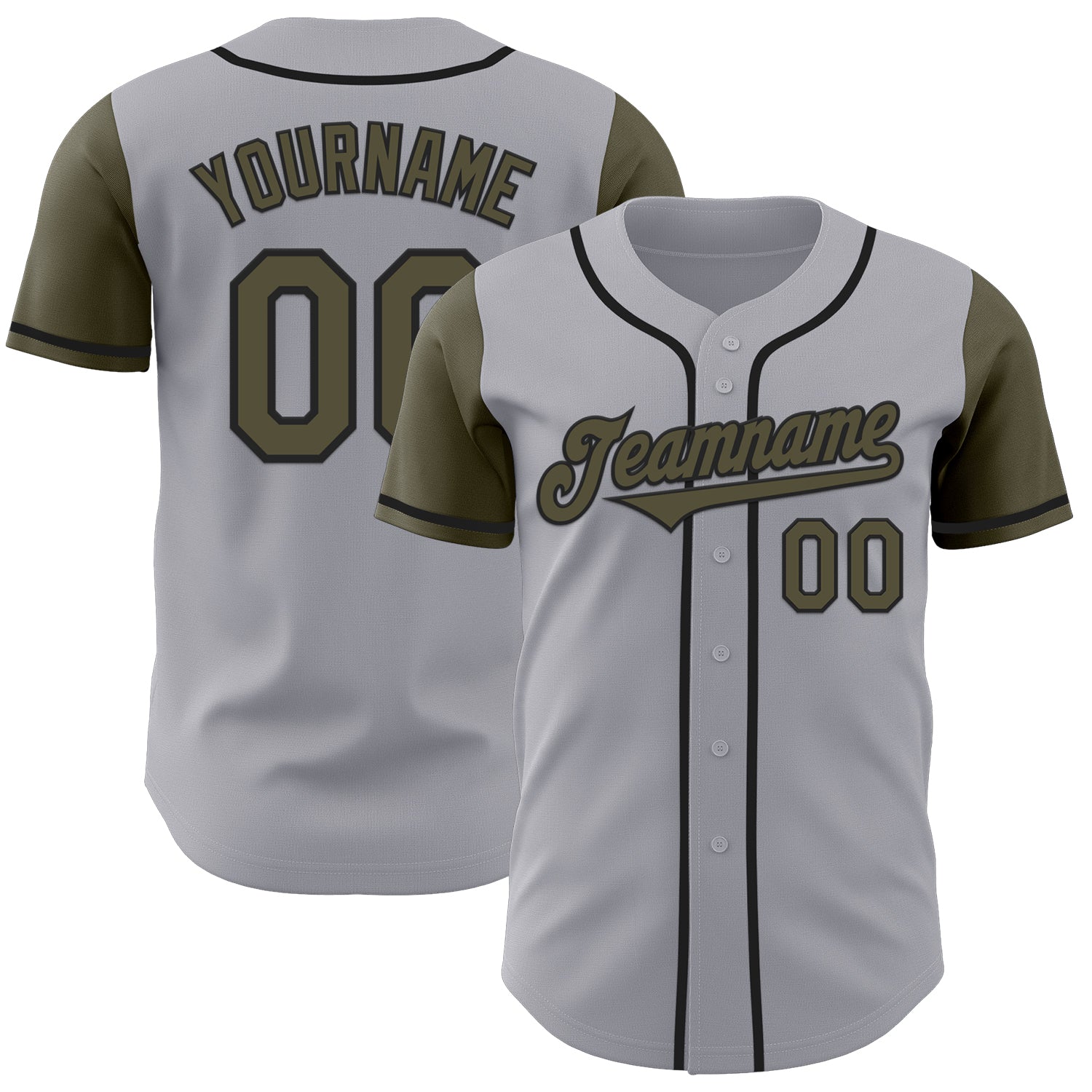 Custom Gray Olive-Black Authentic Two Tone Baseball Jersey baseball jersey product view 1